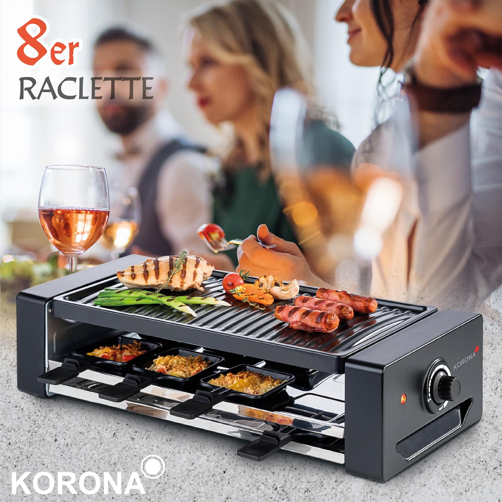 Korona 45070 Raclette 8 Persone 1300W antiaderente