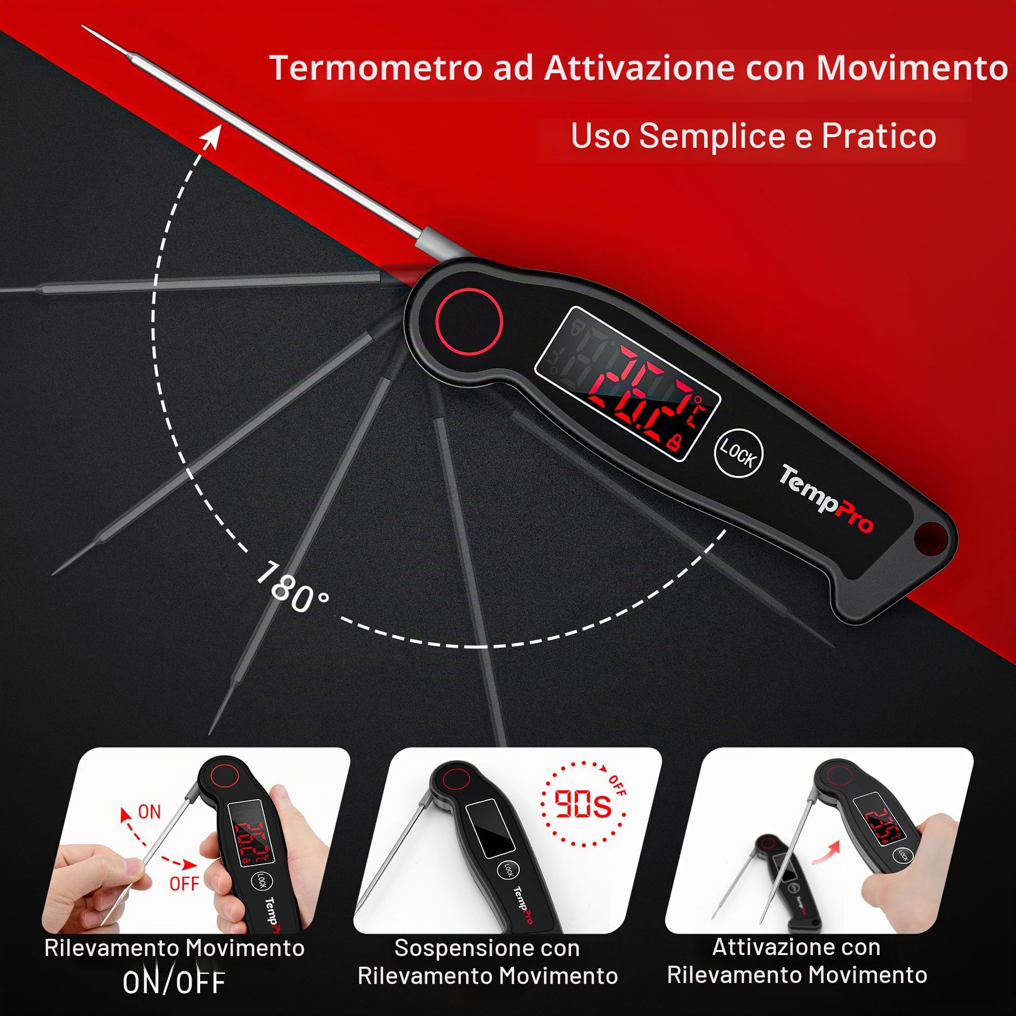 ThermoPro TP19B Termometro Istantaneo Nero Grigio