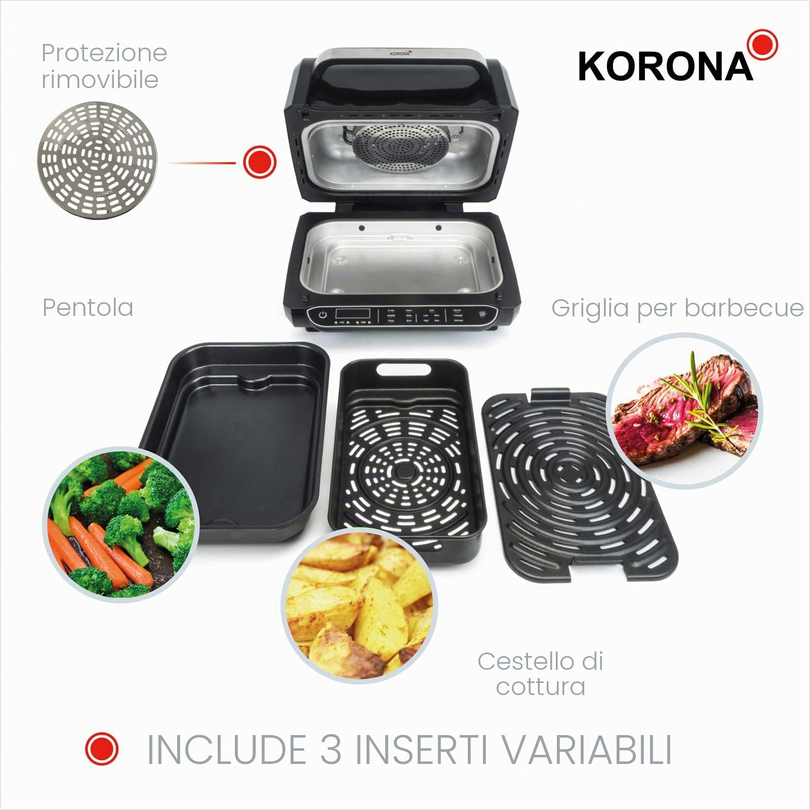 Korona 46160 Griglia Friggitrice ad Aria 6 L 8 in 1