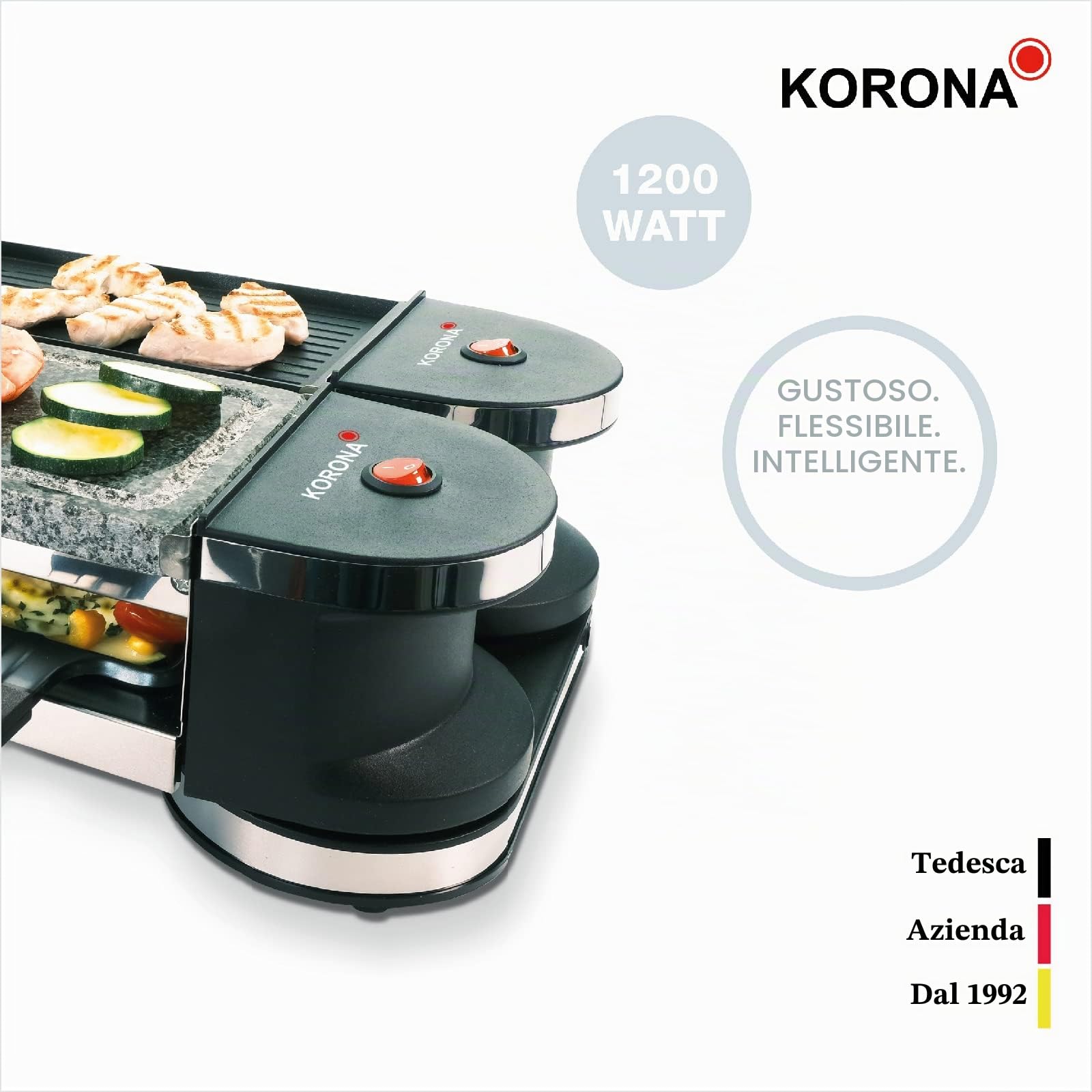Korona 45071 raclette girevole 8 persone pietra
