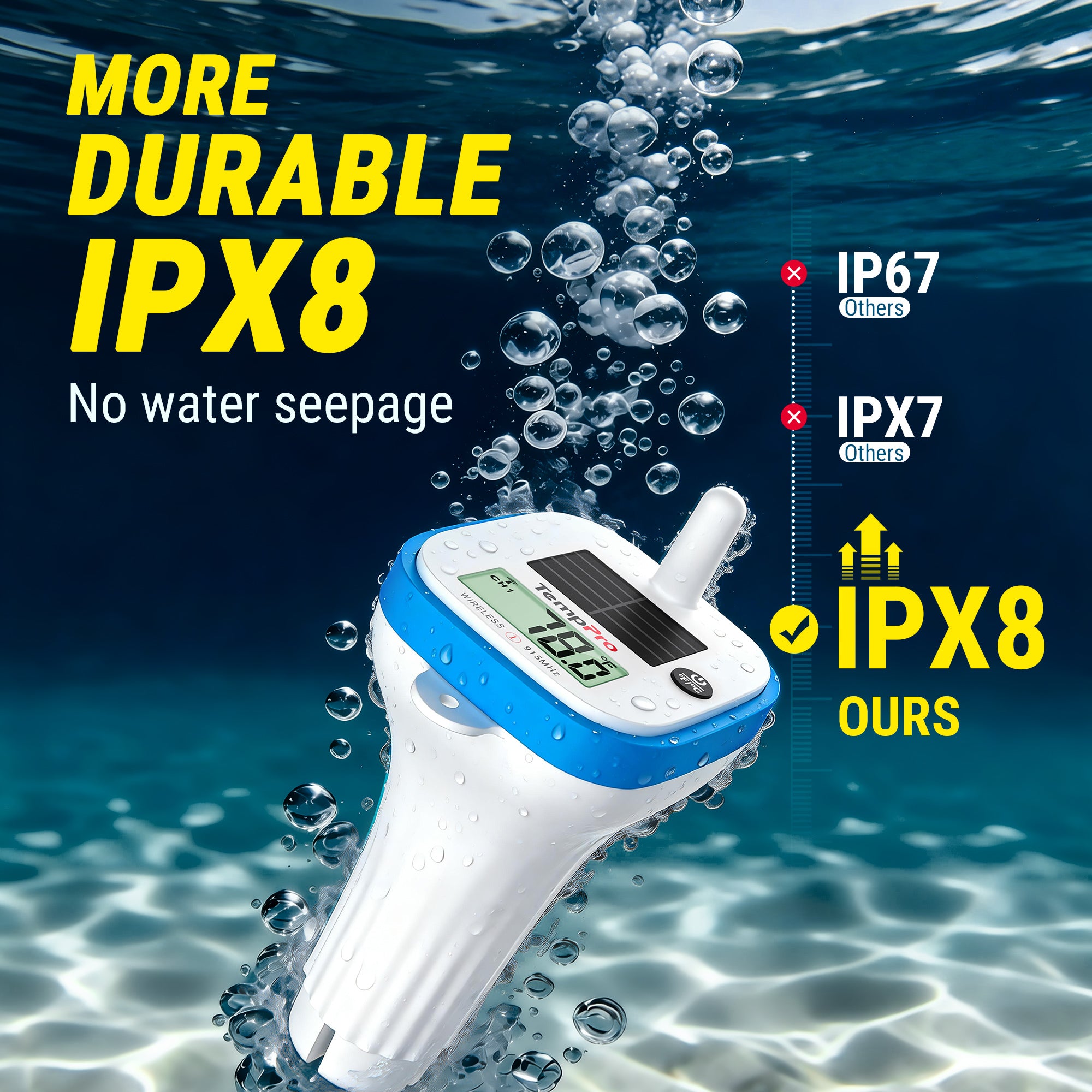 TempPro TP212B Termometro Piscina Wireless Solare 150 m