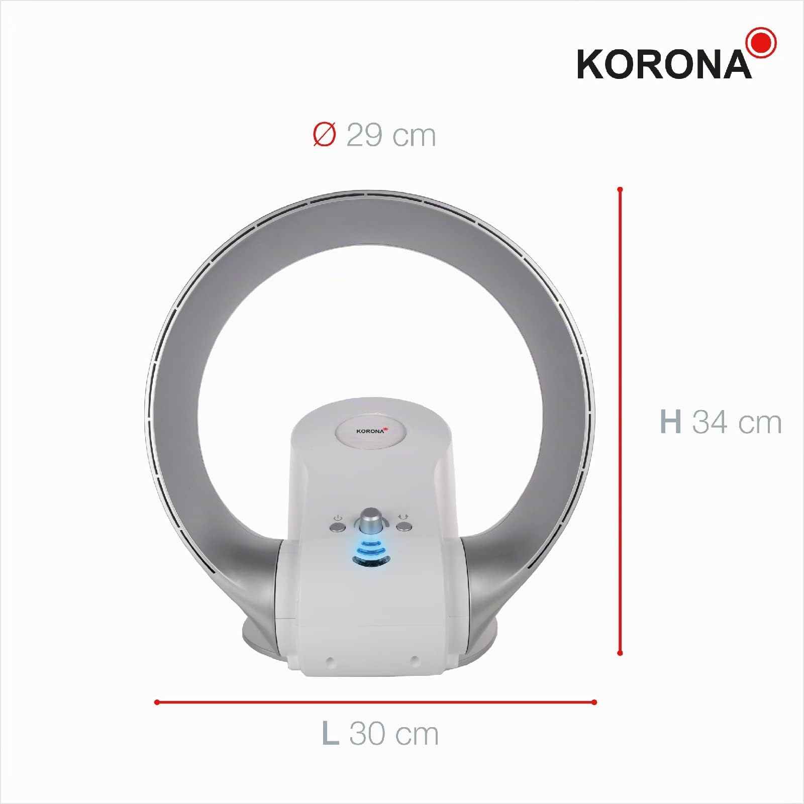 Korona 81008 Ventilatore Senza Pale Parete Tavolo 26W