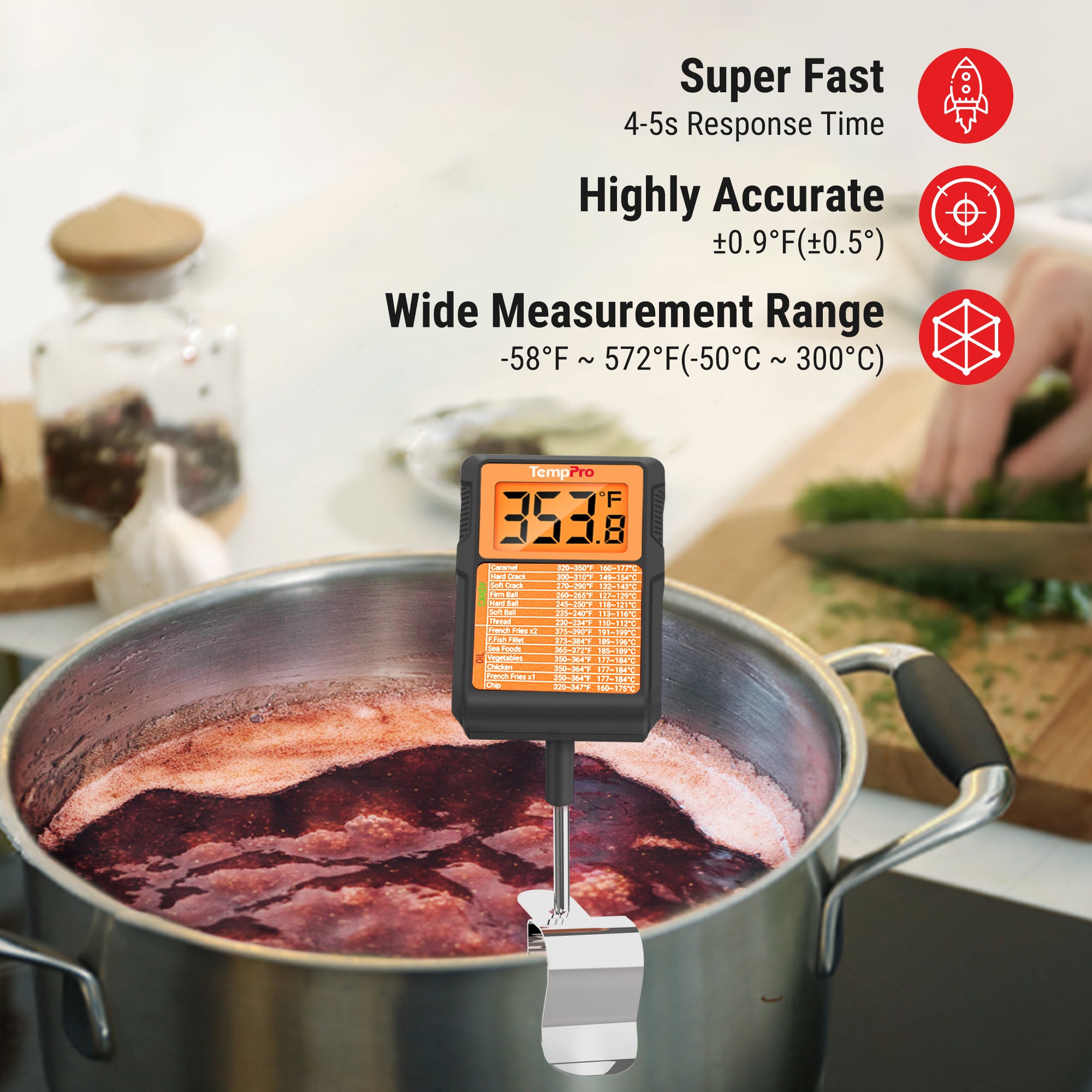 TempPro TP510W Termometro Cucina Digitale Sonda Lunga