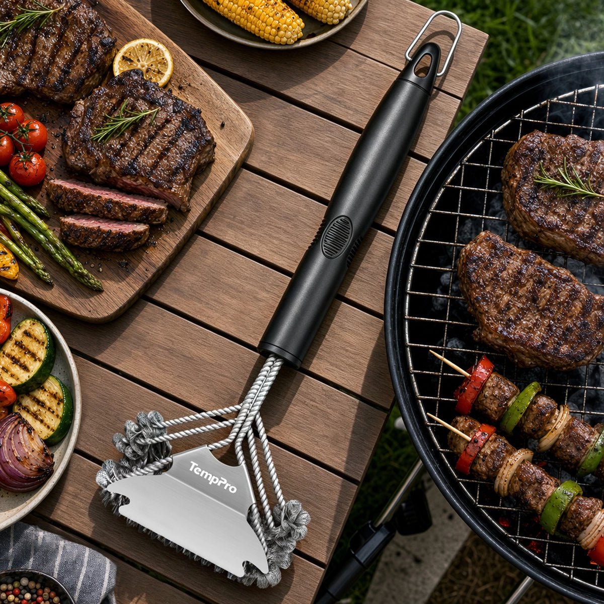 TempPro AGT300 Spazzola Grill Elica Senza Setole Raschietto