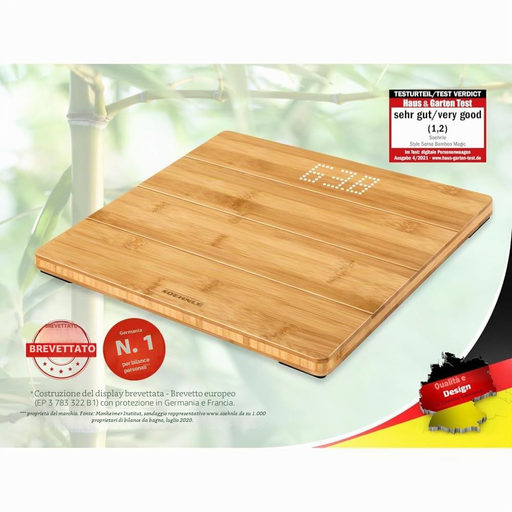 Soehnle Style Sense Bamboo Magic bilancia digitale bambù 180 kg