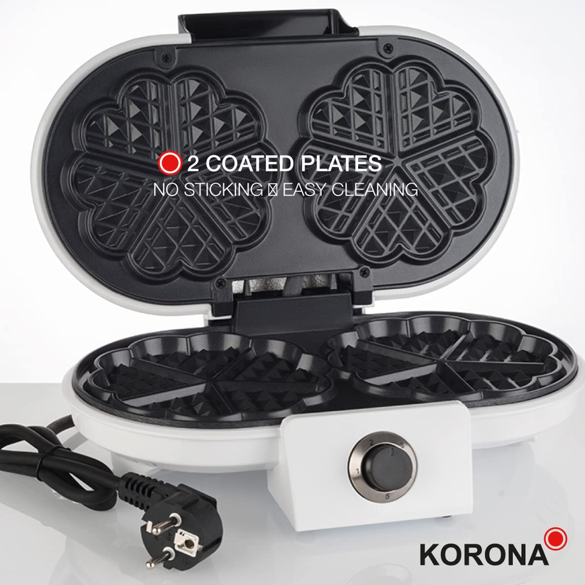 Korona 41020 Piastra Waffle Doppia 1200W 5 Livelli