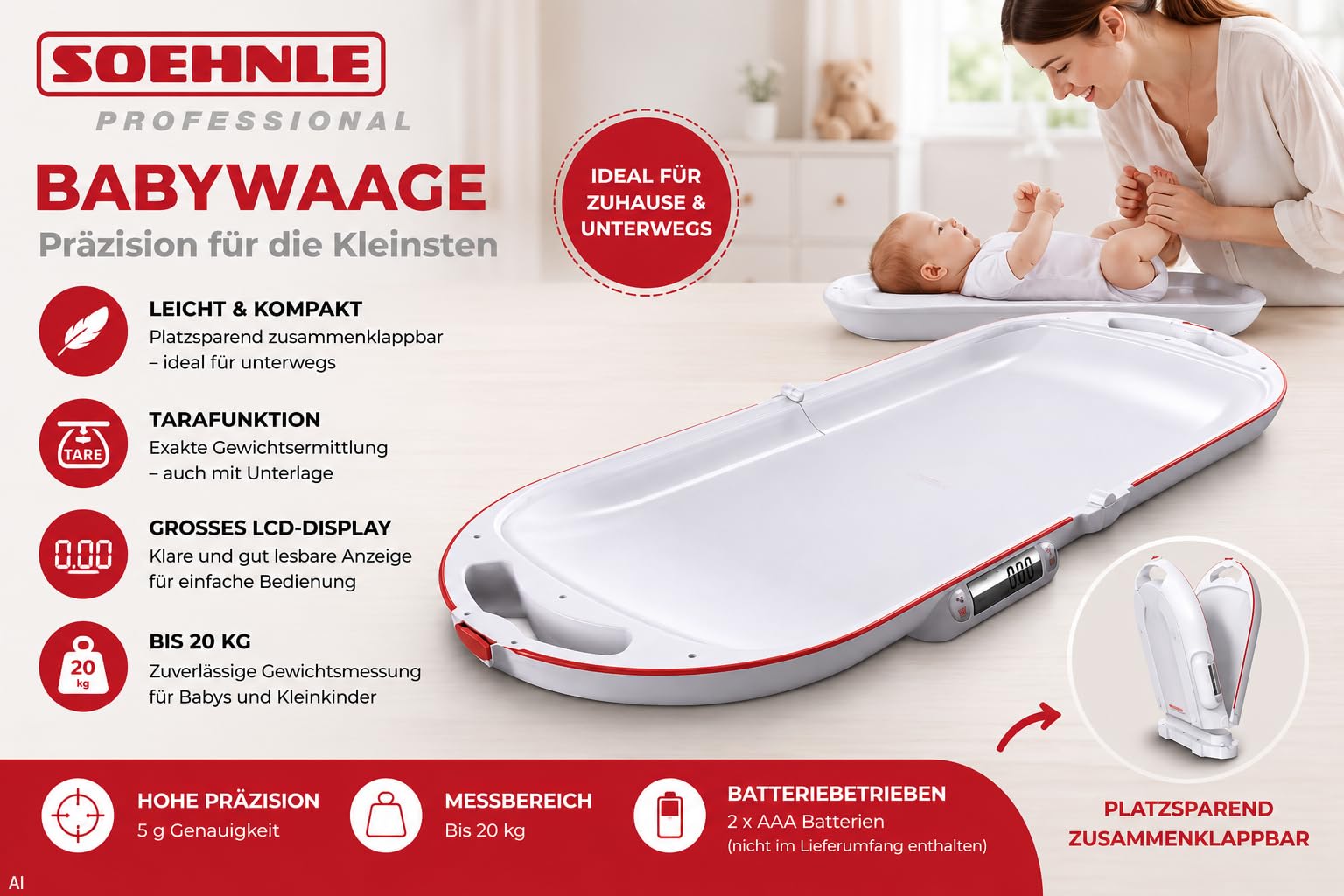 Soehnle 8320 Bilancia Pesaneonati Digitale Pieghevole