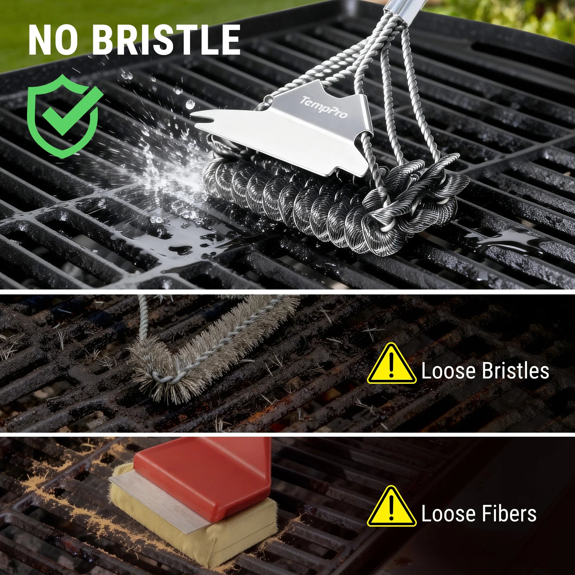 TempPro AGT300 Spazzola Grill Elica Senza Setole Raschietto