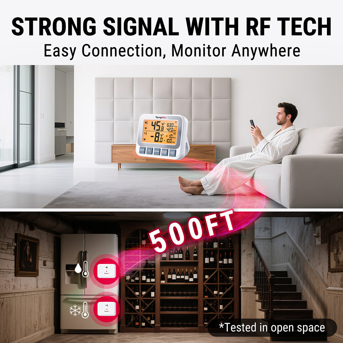 TempPro TP210B termometro frigorifero wireless doppio sensore