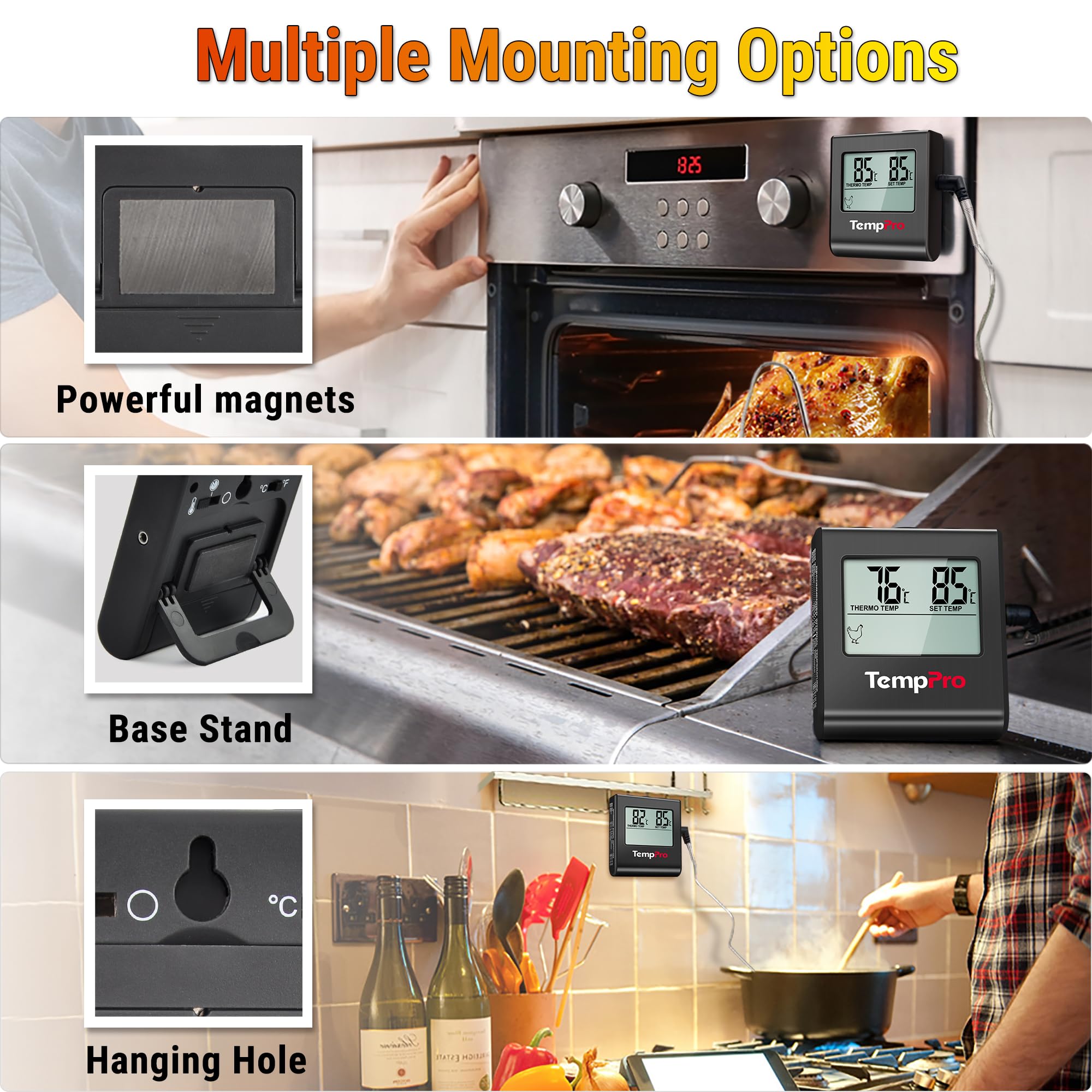 ThermoPro TP16B Termometro Carne Forno Nero 1 Sonda