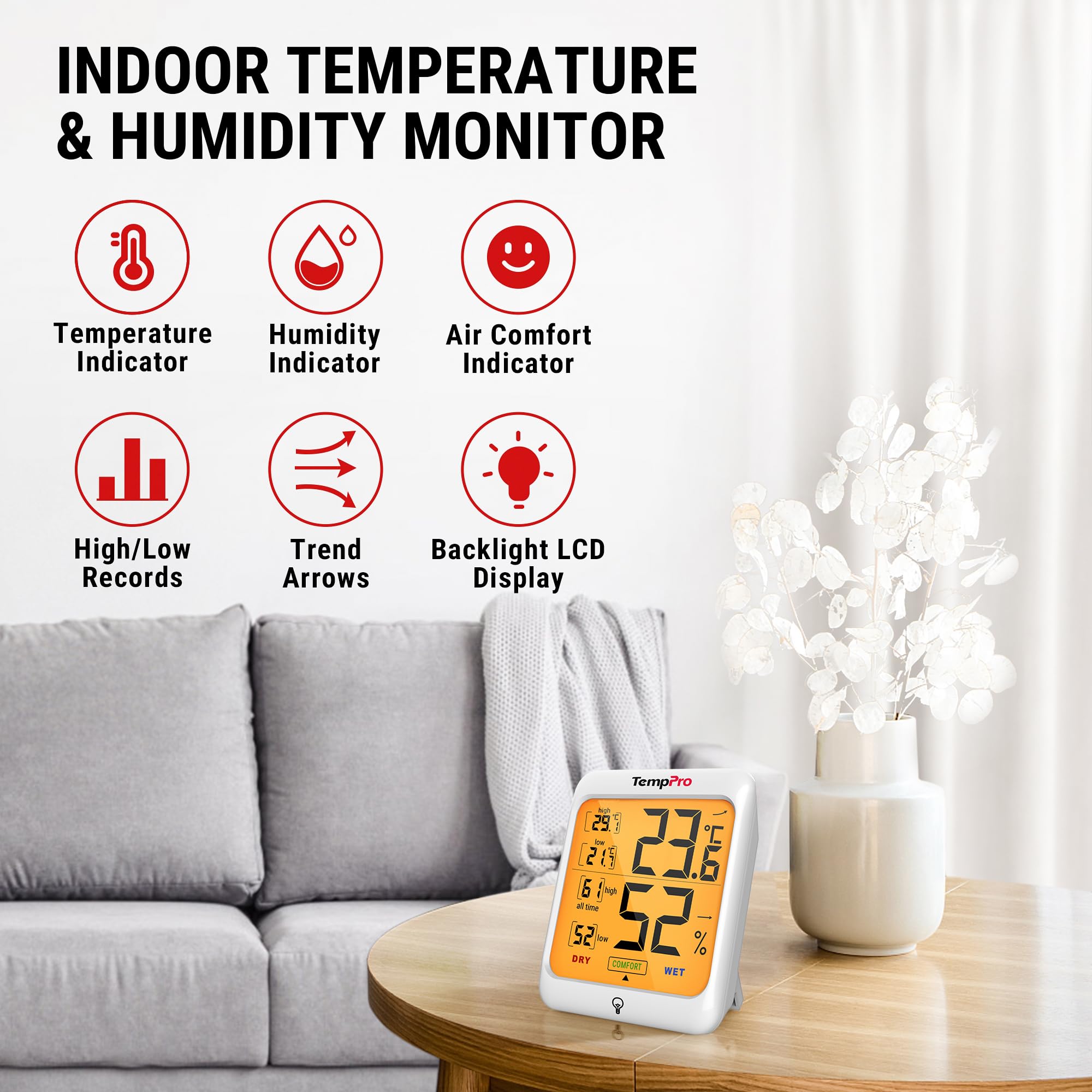 ThermoPro TP53 Termoigrometro Interno Retroilluminato