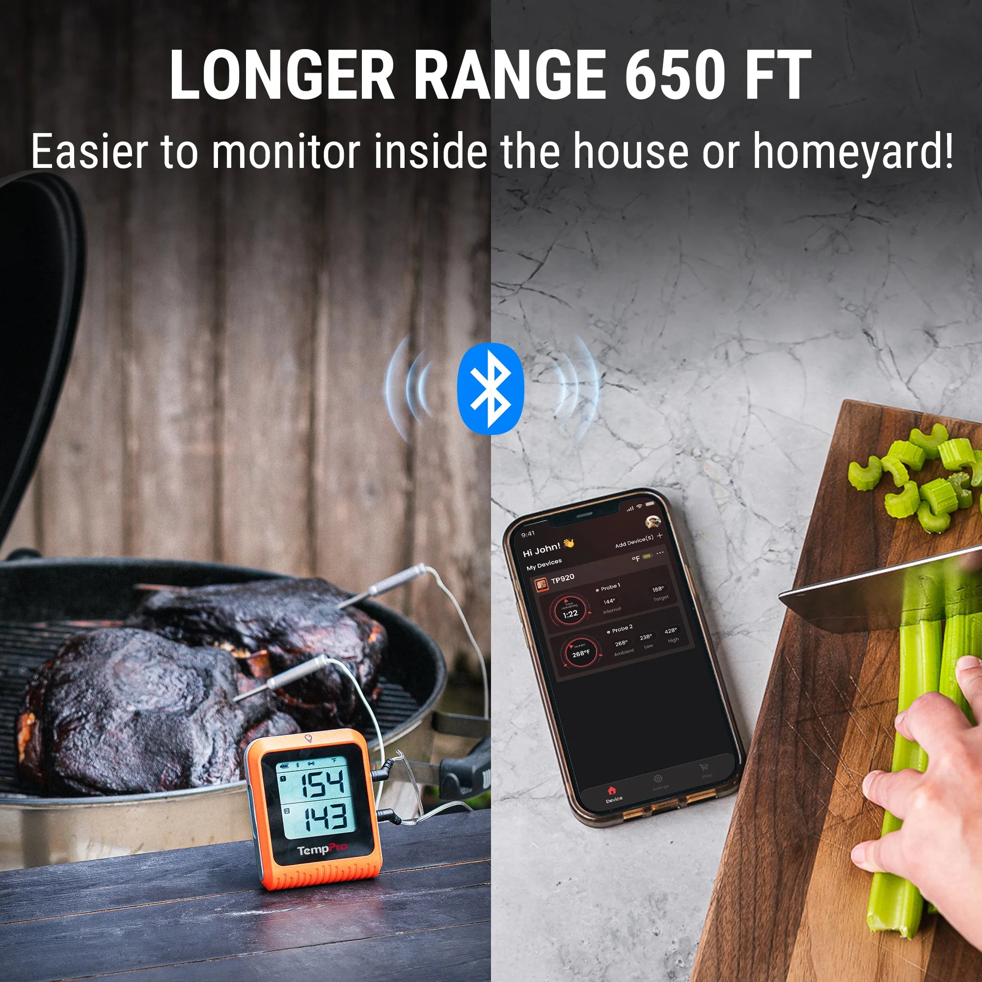 TempPro TP920 TP605 termometro carne bluetooth set 2 pezzi