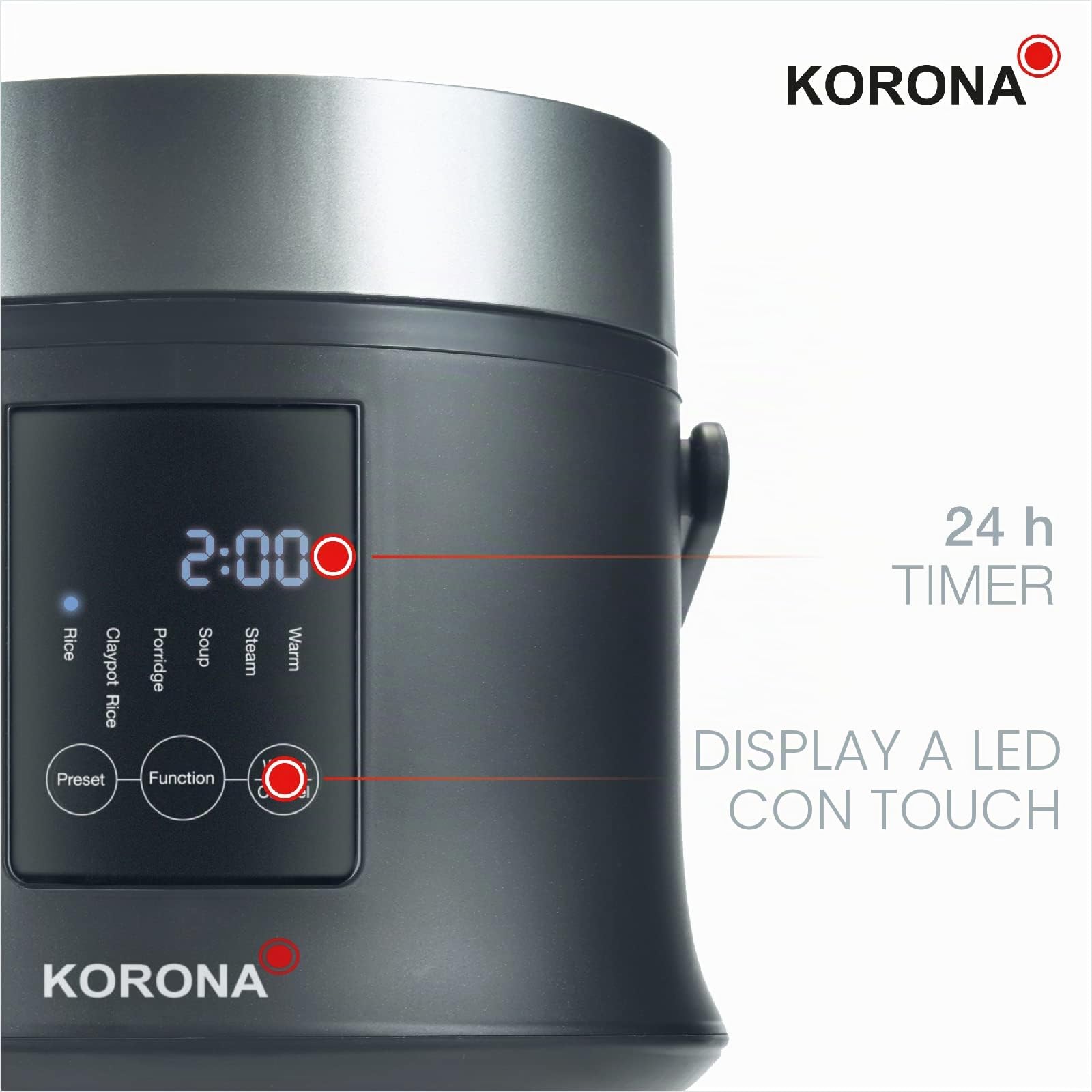 Korona 58011 Cuociriso Digitale 1,6 L con Mantenimento Calore
