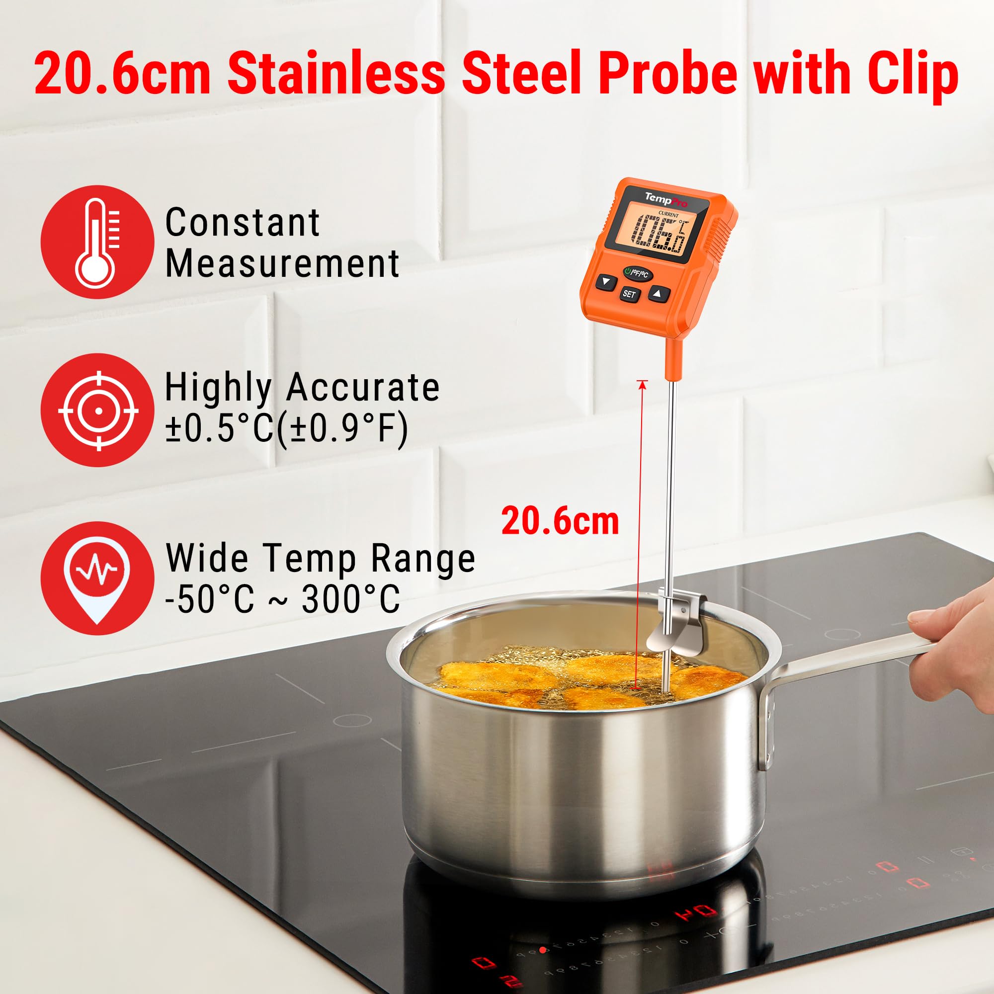 ThermoPro TP511 Termometro Digitale 300°C con Clip