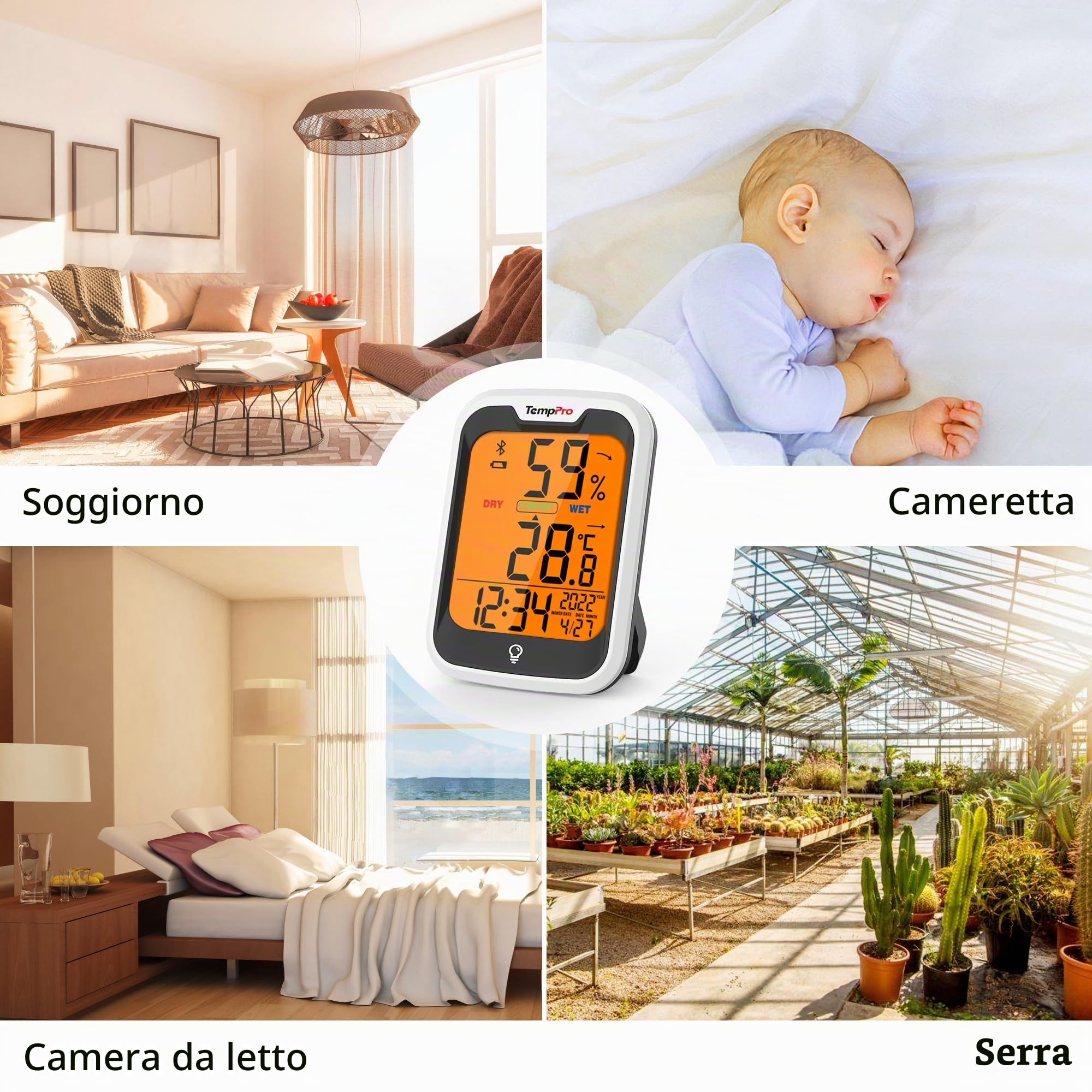 ThermoPro TP358 Termoigrometro Bluetooth 1 Pezzo