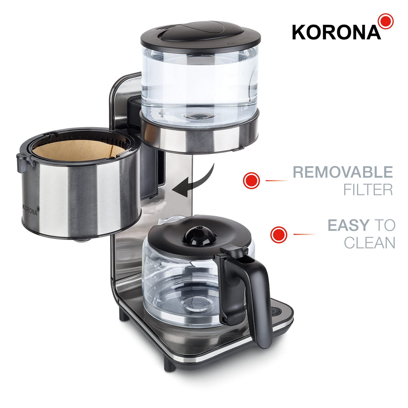 Korona 10295 macchina caffè filtro 1,25 l acciaio inox 10 tazze