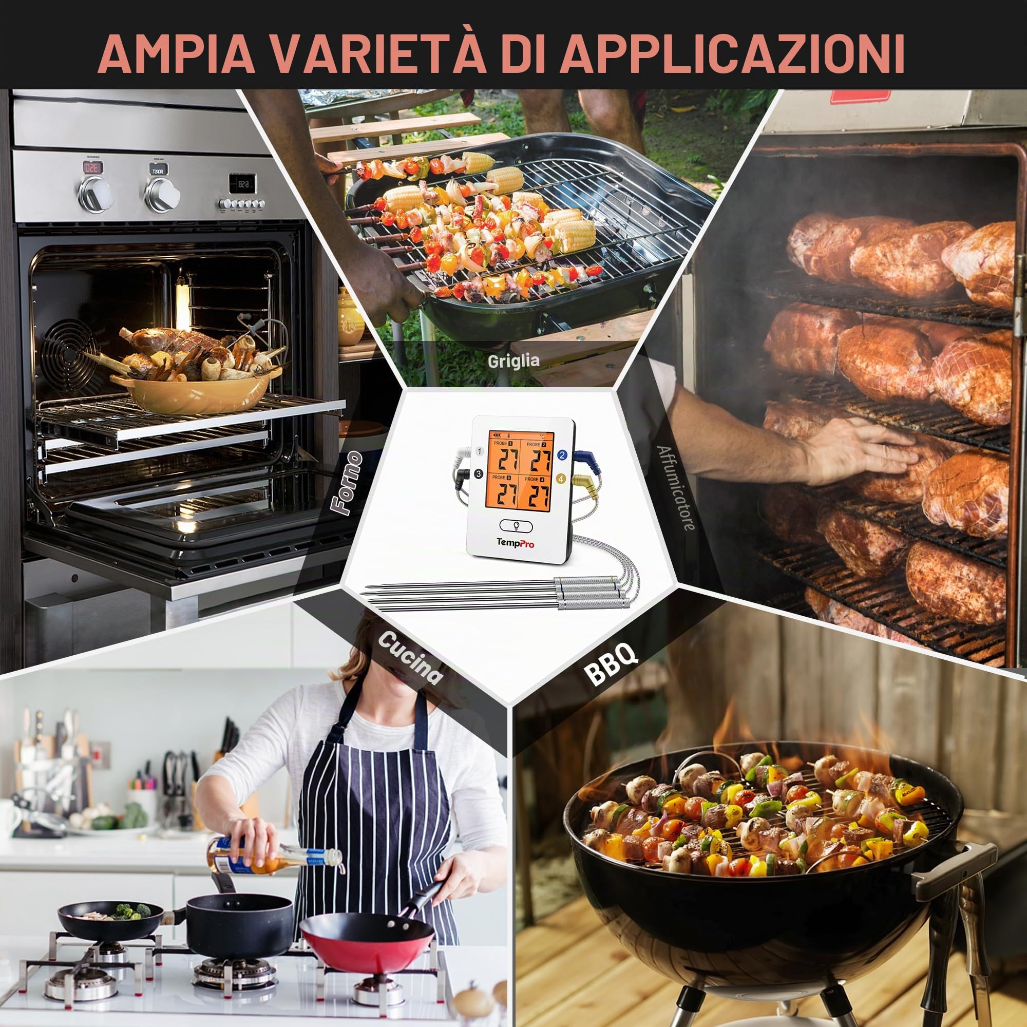 ThermoPro TP25 Termometro Carne Bluetooth 4 Sonde