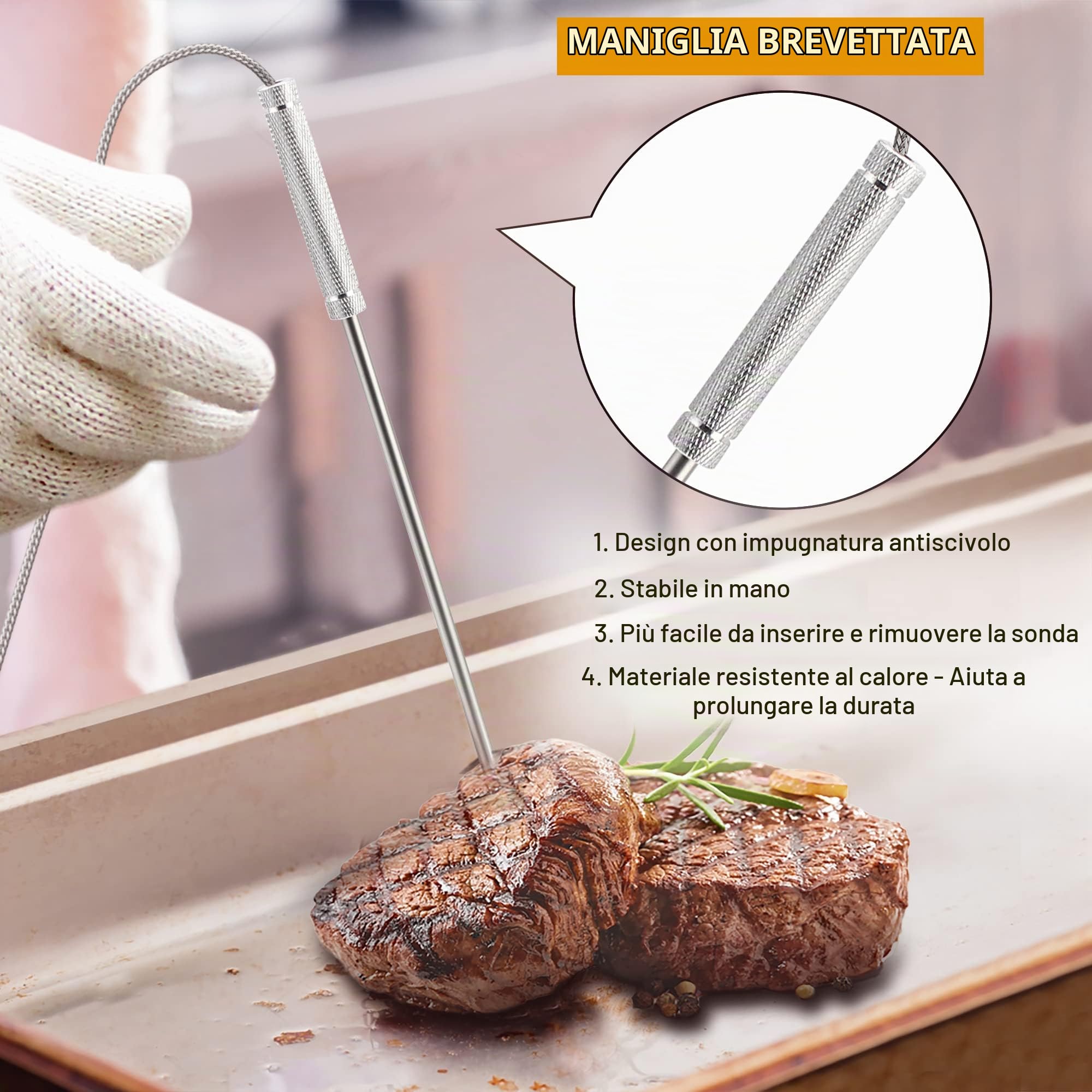 ThermoPro TPW02 sonda ricambio termometro carne 20,5 cm
