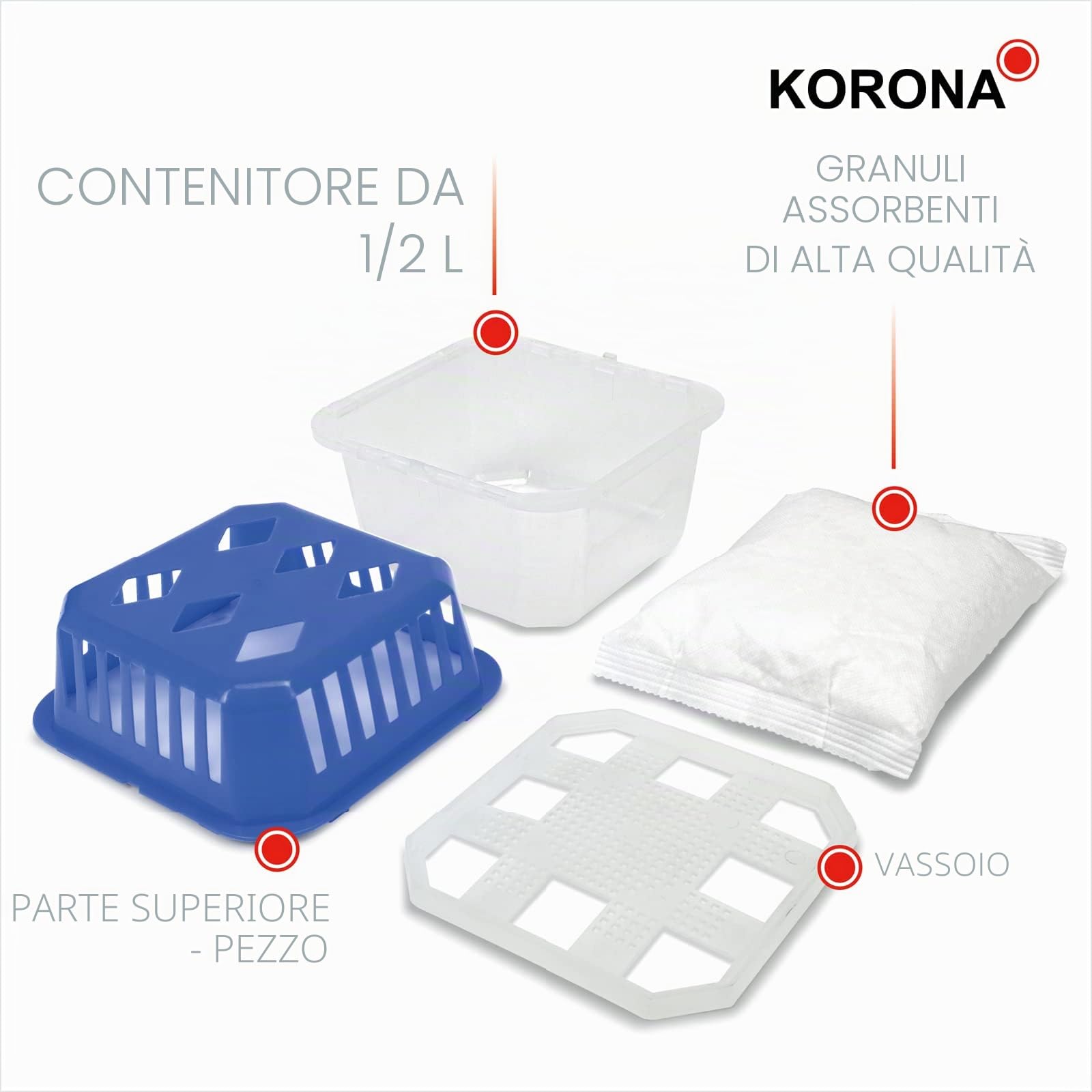 Korona 82151 Set 4 Deumidificatori 25 m² 8 Ricariche