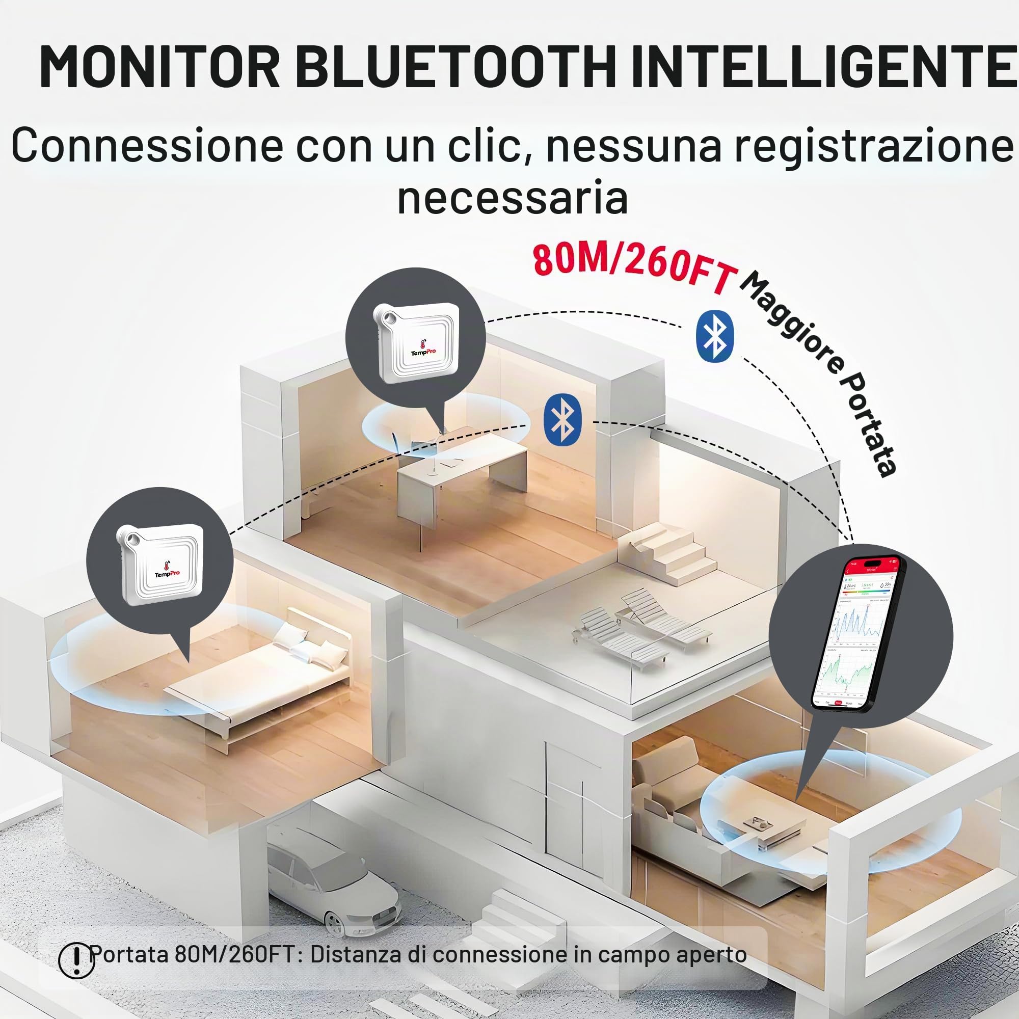 TempPro TP351 termoigrometro bluetooth 1 pezzo 80 m