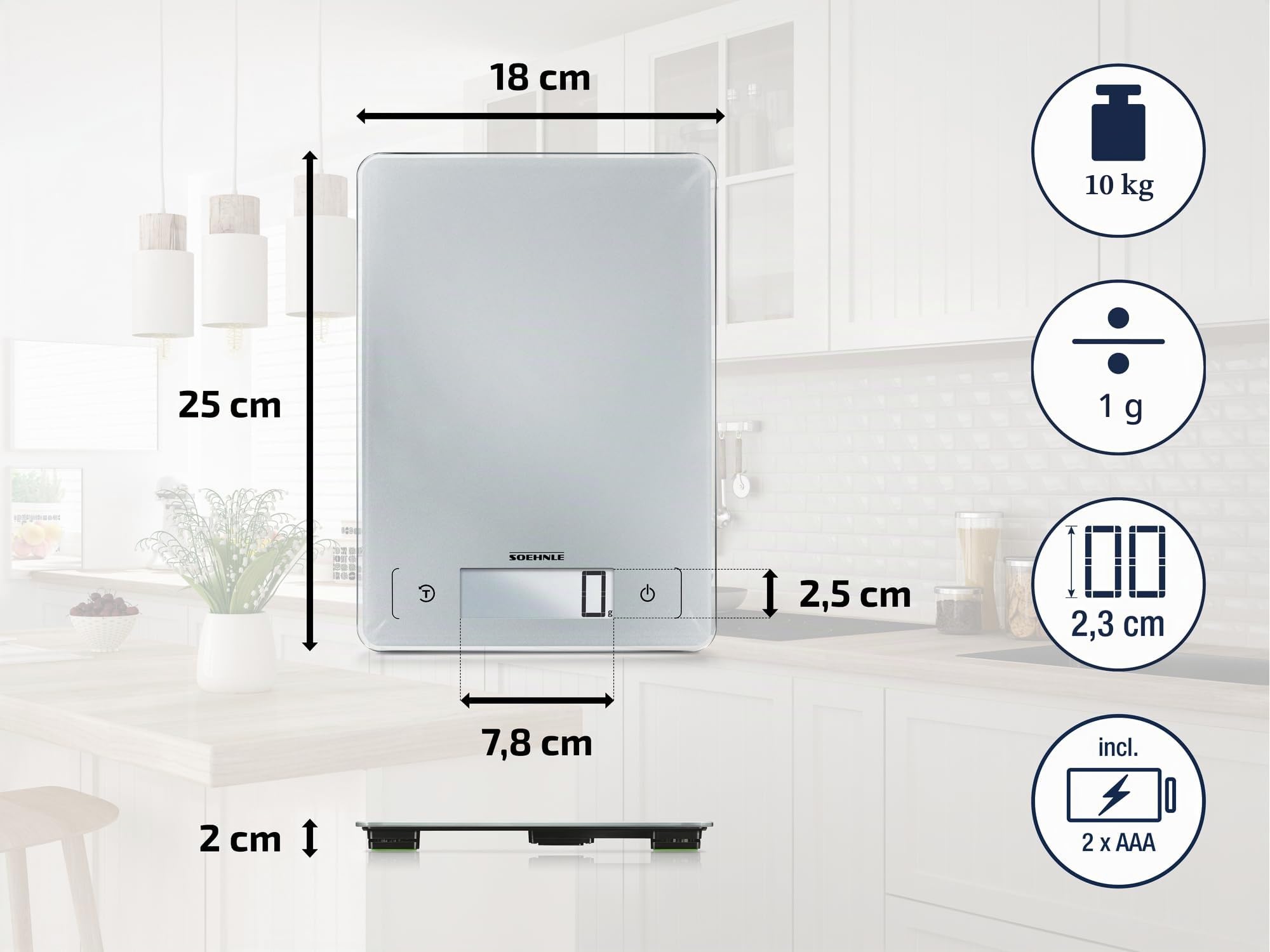 Soehnle Page Aqua Proof 66225 bilancia cucina argento 10 kg