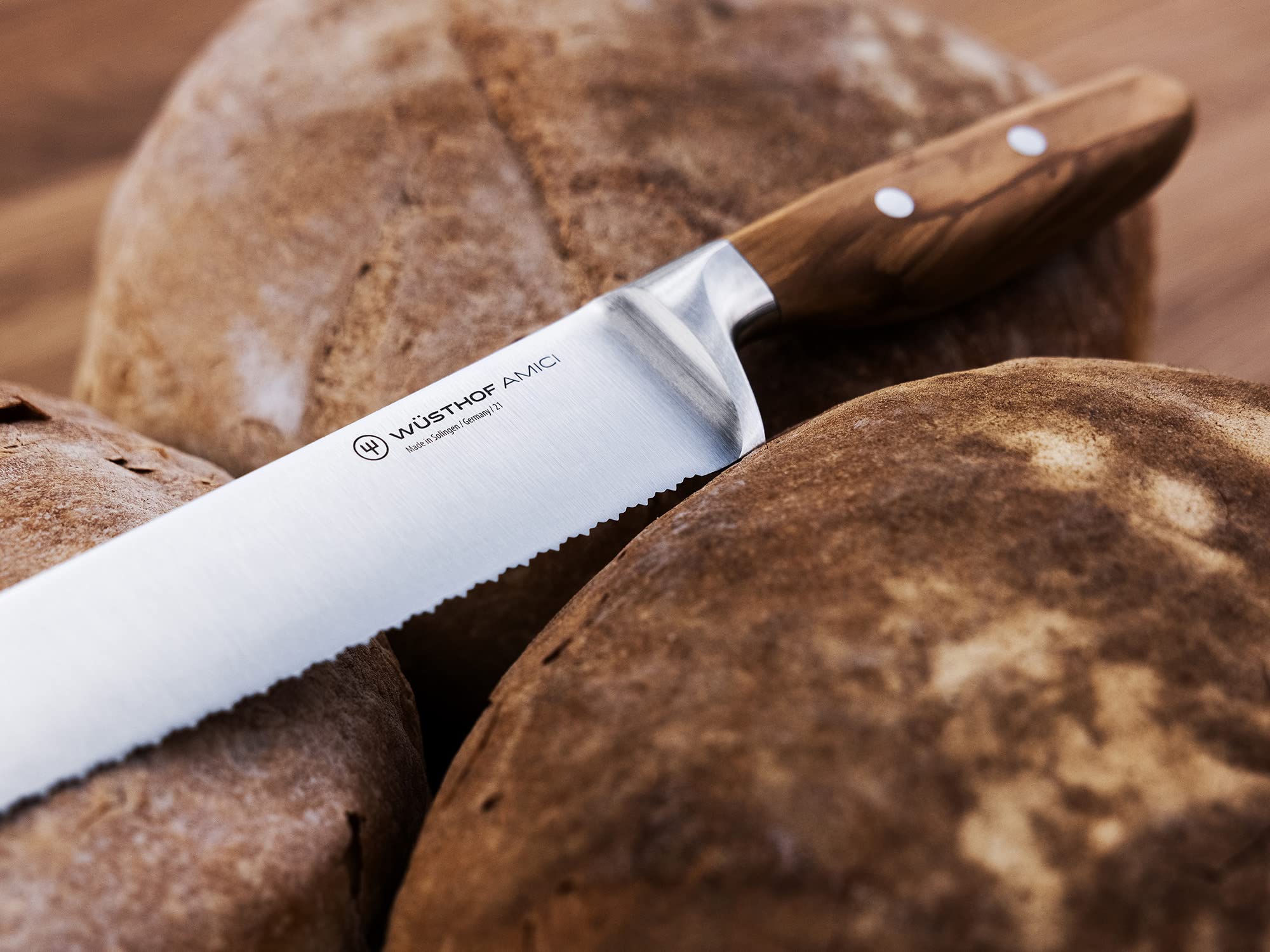 Wüsthof Amici Coltello Pane 23 cm manico ulivo