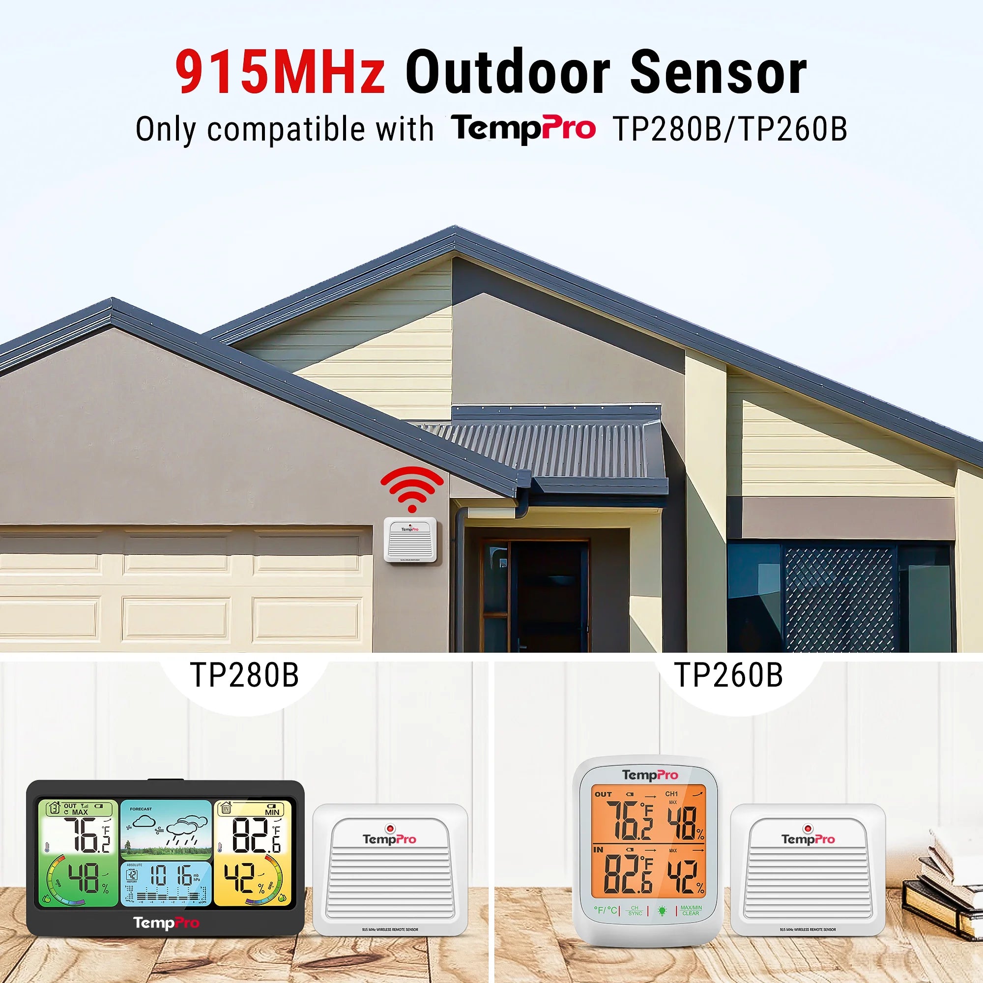 TempPro TX-7B Sensore Esterno Wireless per TP260B TP280B 915MHz
