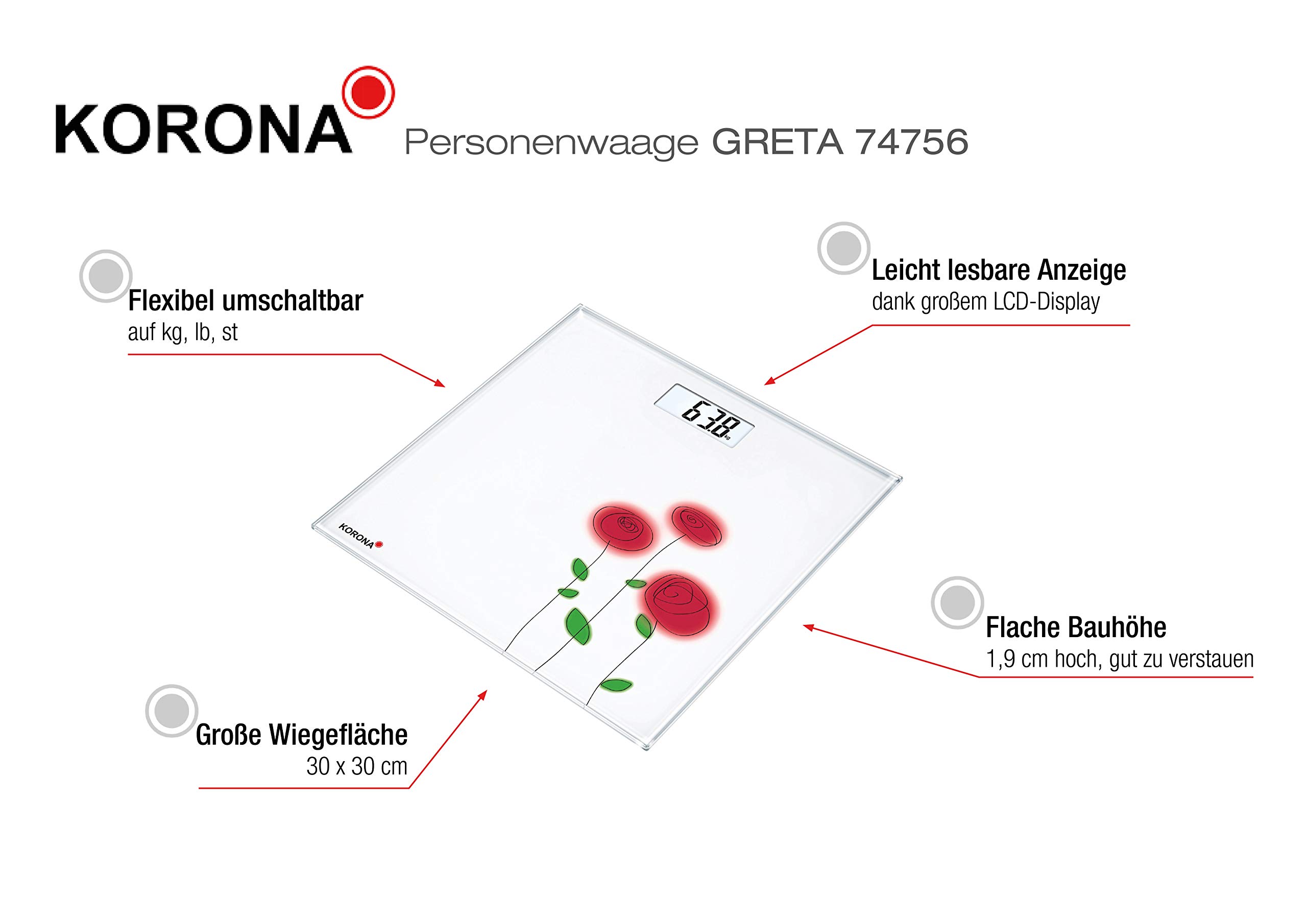 Korona Greta bilancia pesapersone 180 kg divisione 100 g