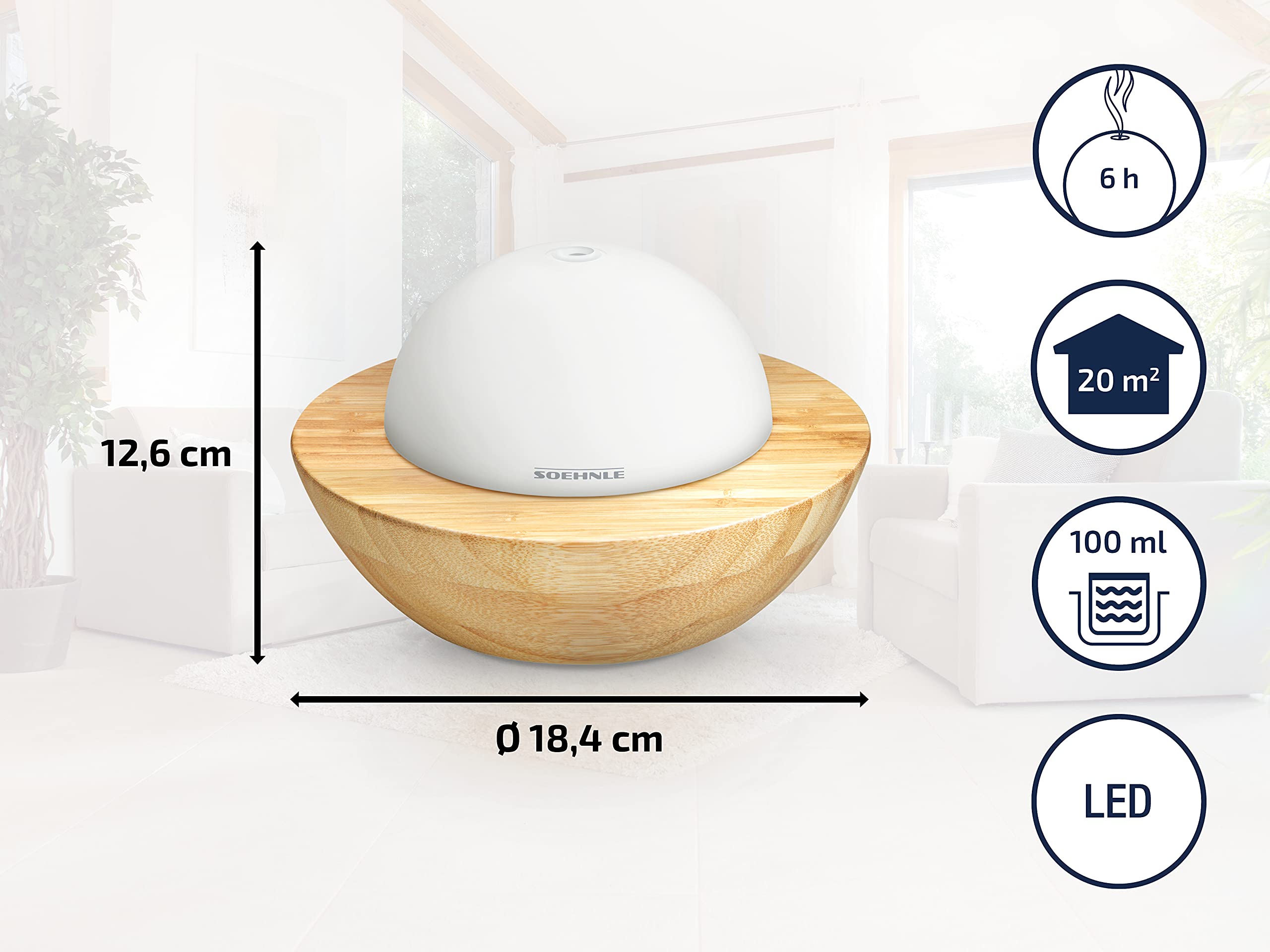 Soehnle Modena 68087 diffusore aromi bianco vetro bambù
