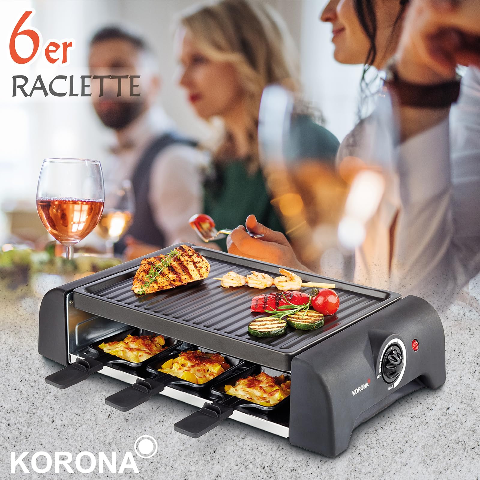 Korona 45065 raclette 6 persone 1000 W antiaderente