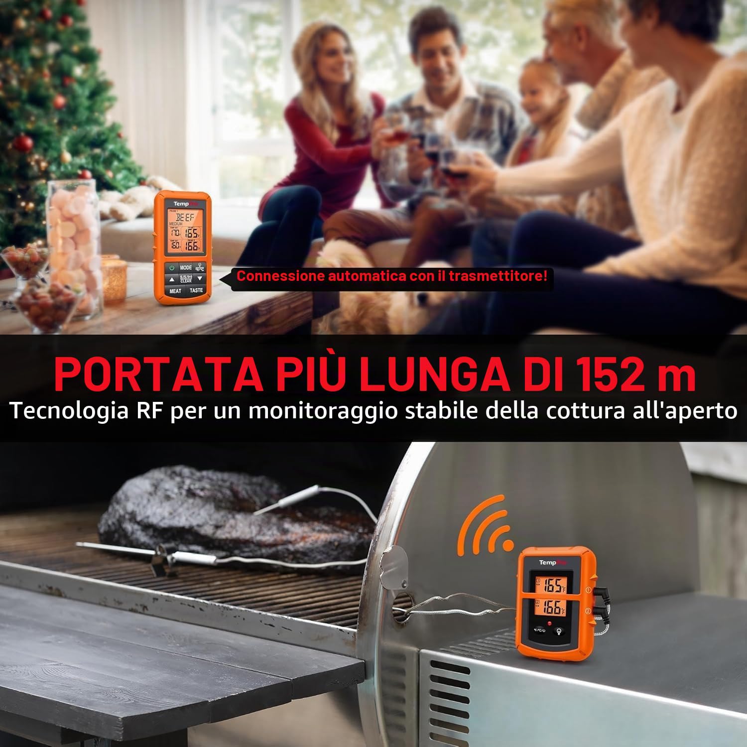 ThermoPro TP20C termometro carne wireless arancia 150 m