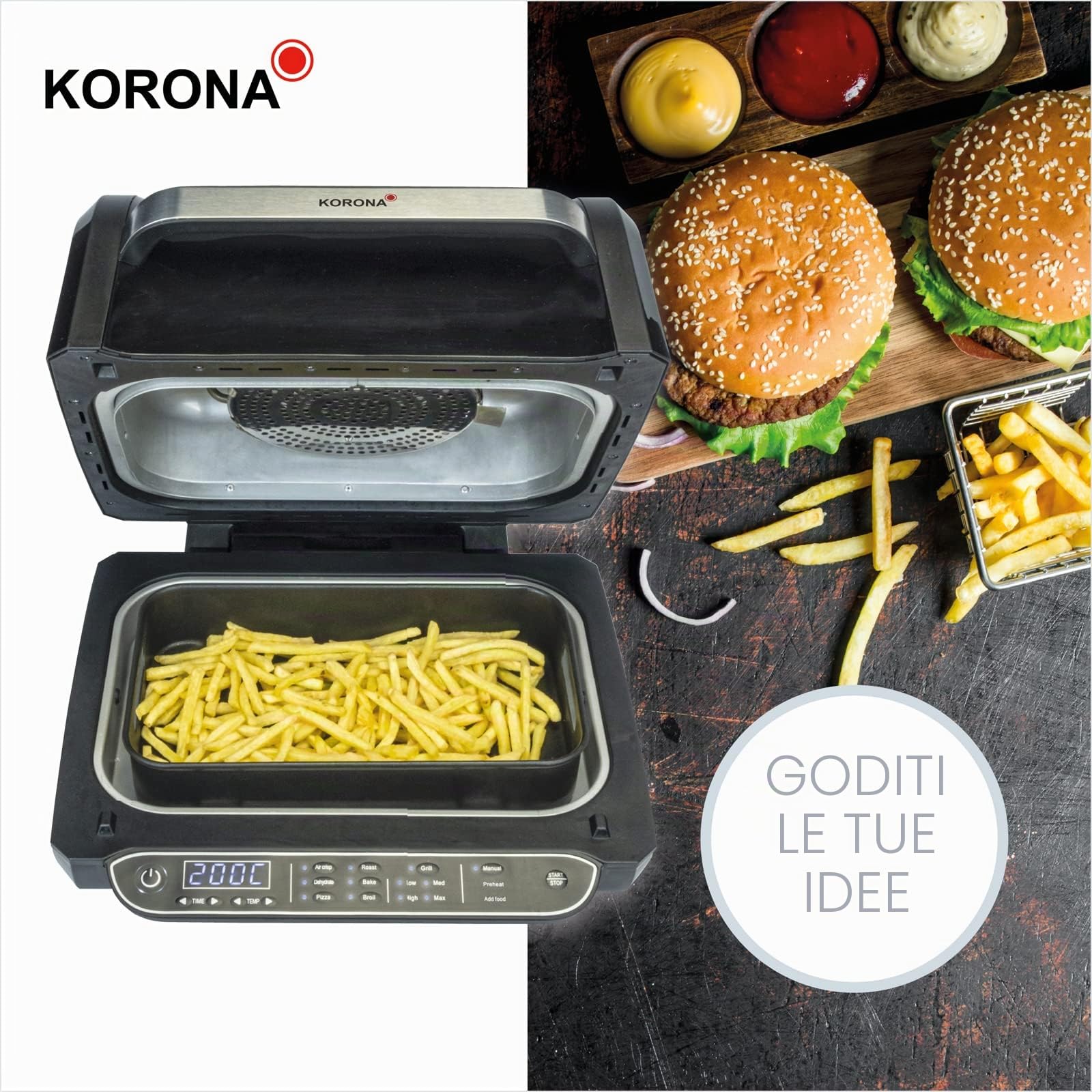 Korona 46160 Griglia Friggitrice ad Aria 6 L 8 in 1