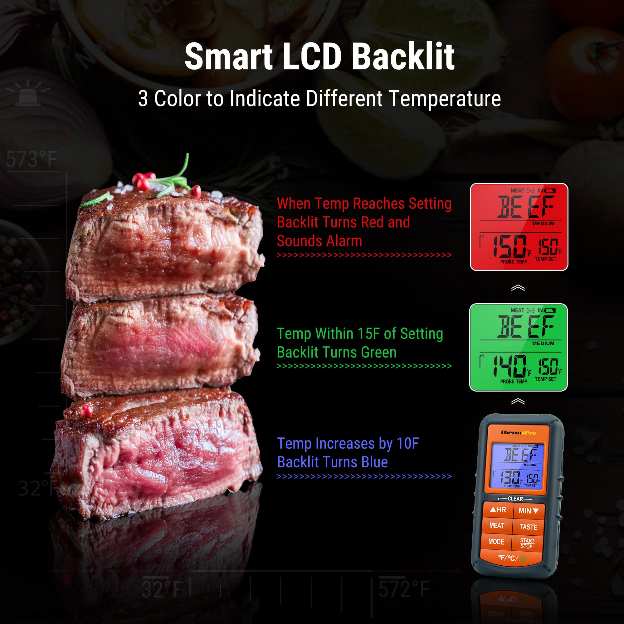 ThermoPro Termometro Carne Wireless 100 Metri LCD