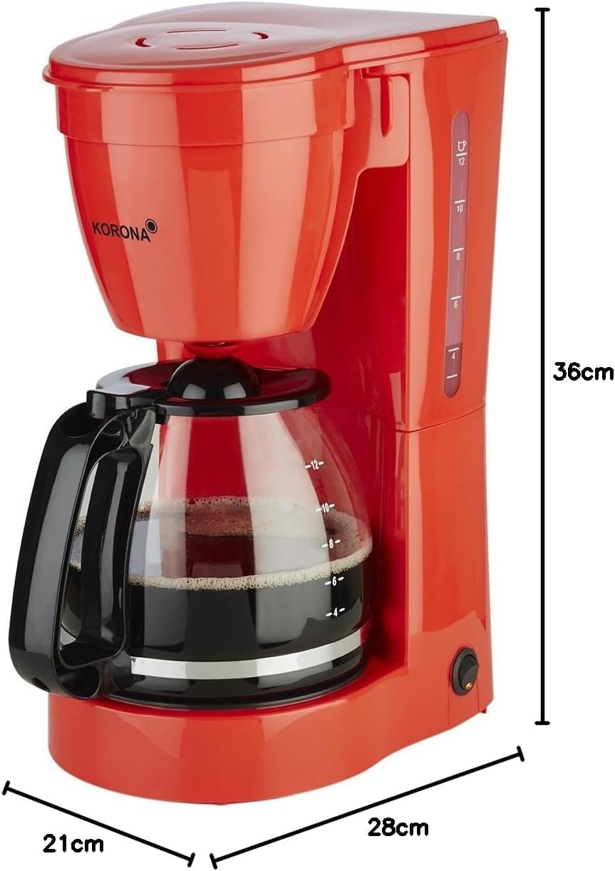 Korona 10117 Macchina Caffè Filtro 1,5 L Rossa 12 Tazze