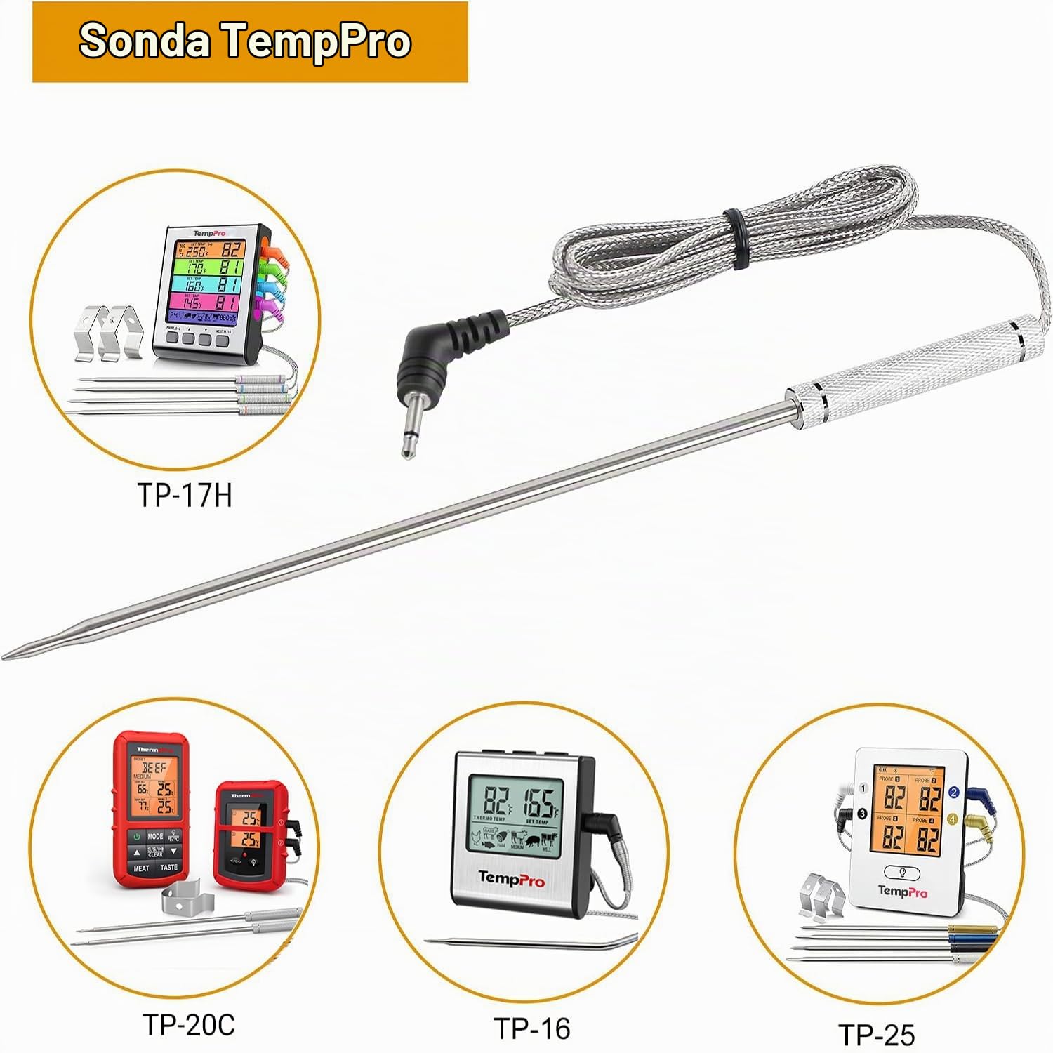 ThermoPro TPW02 sonda ricambio termometro carne 20,5 cm