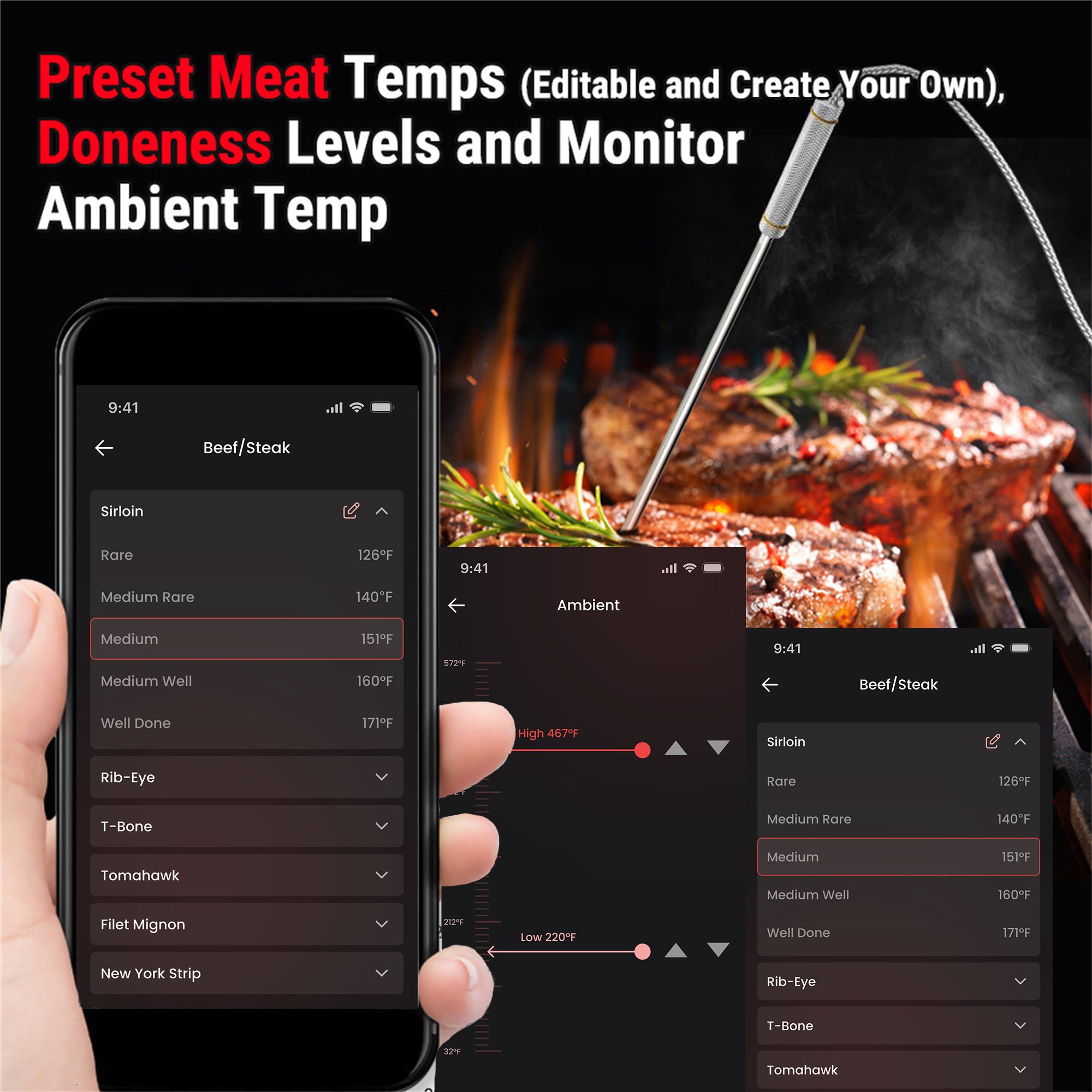 TempPro TP25W Termometro Carne Wireless Bianco 4 Sonde