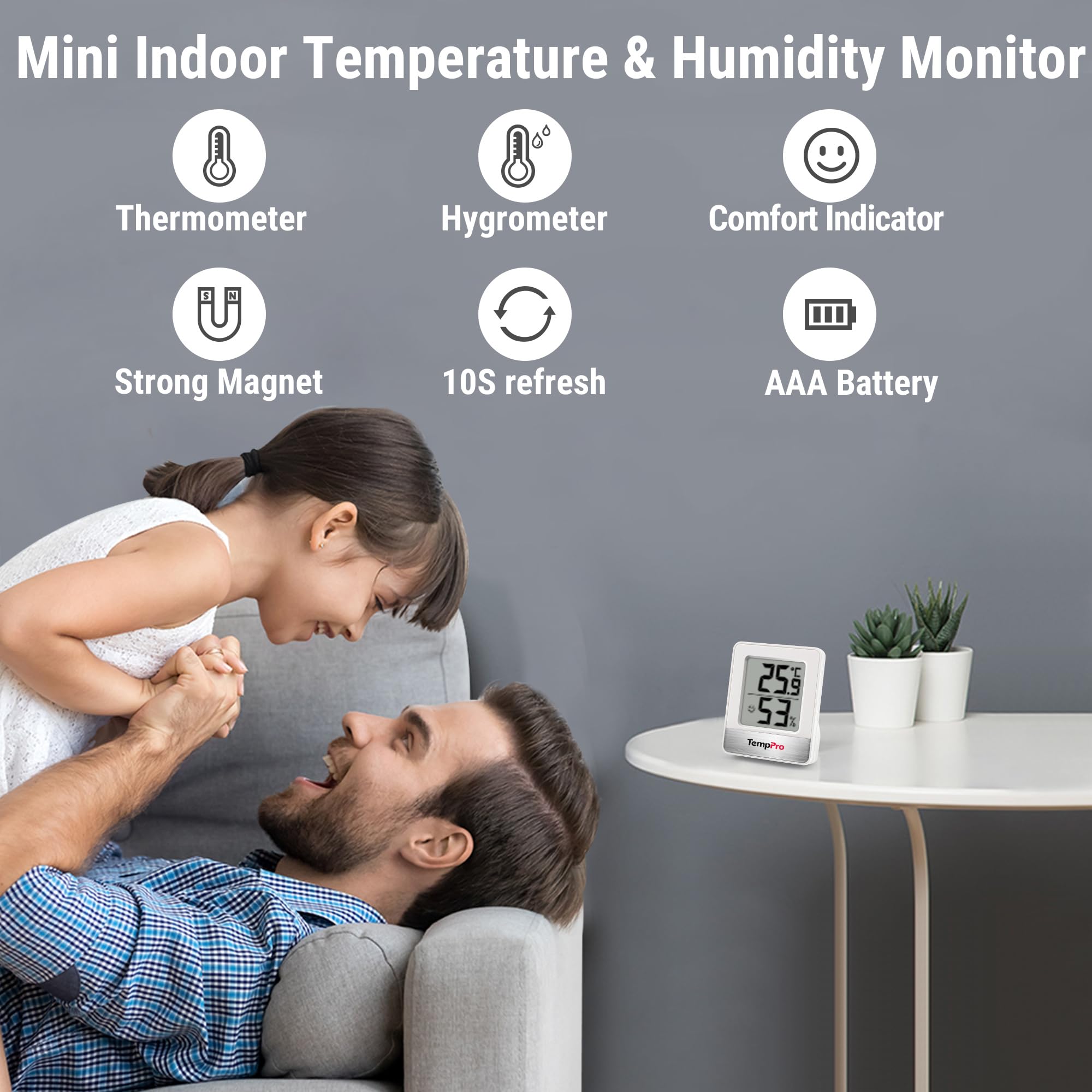 TempPro TP49 termoigrometro digitale bianco sensore comfort