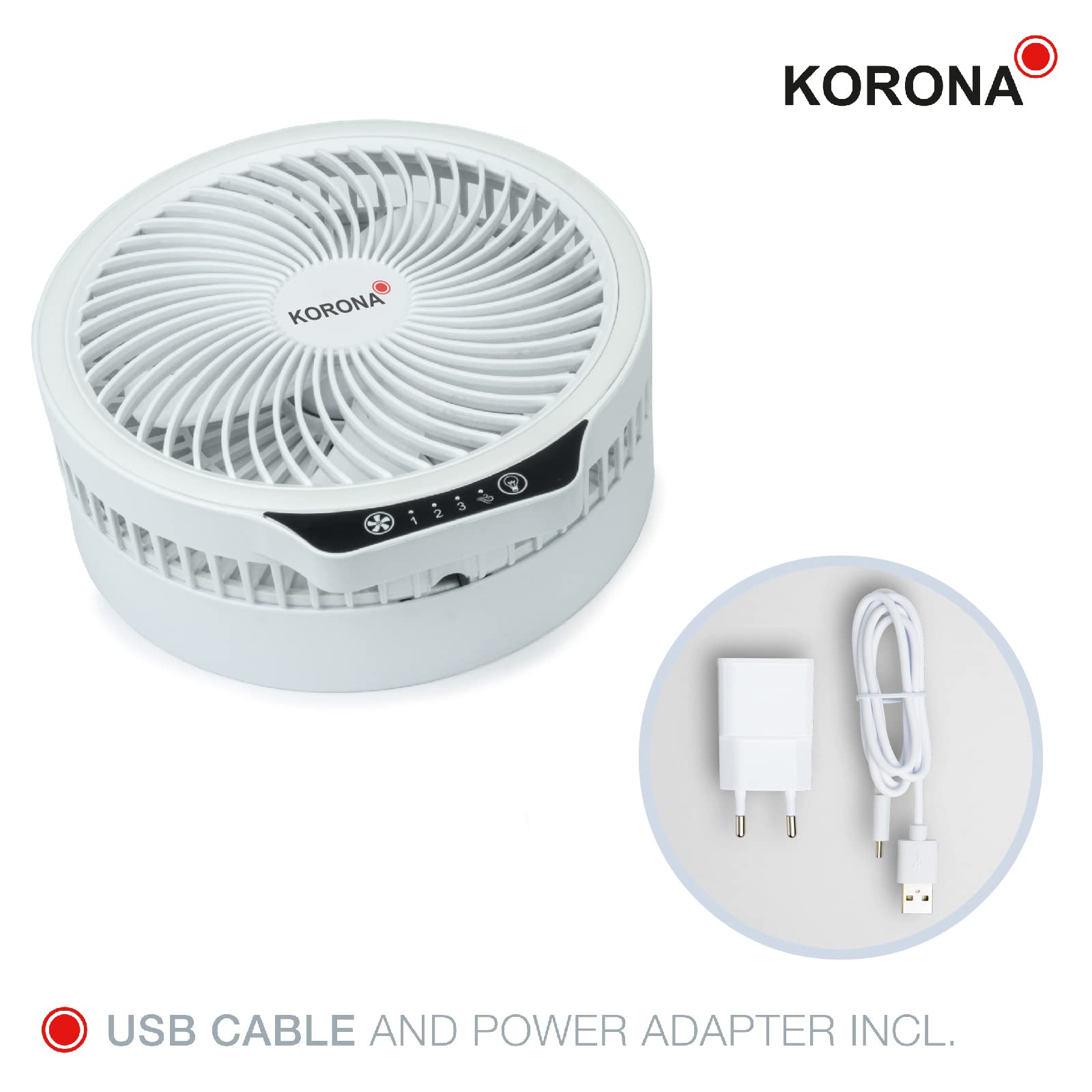 Korona 81010 Ventilatore Pieghevole a Batteria LED USB