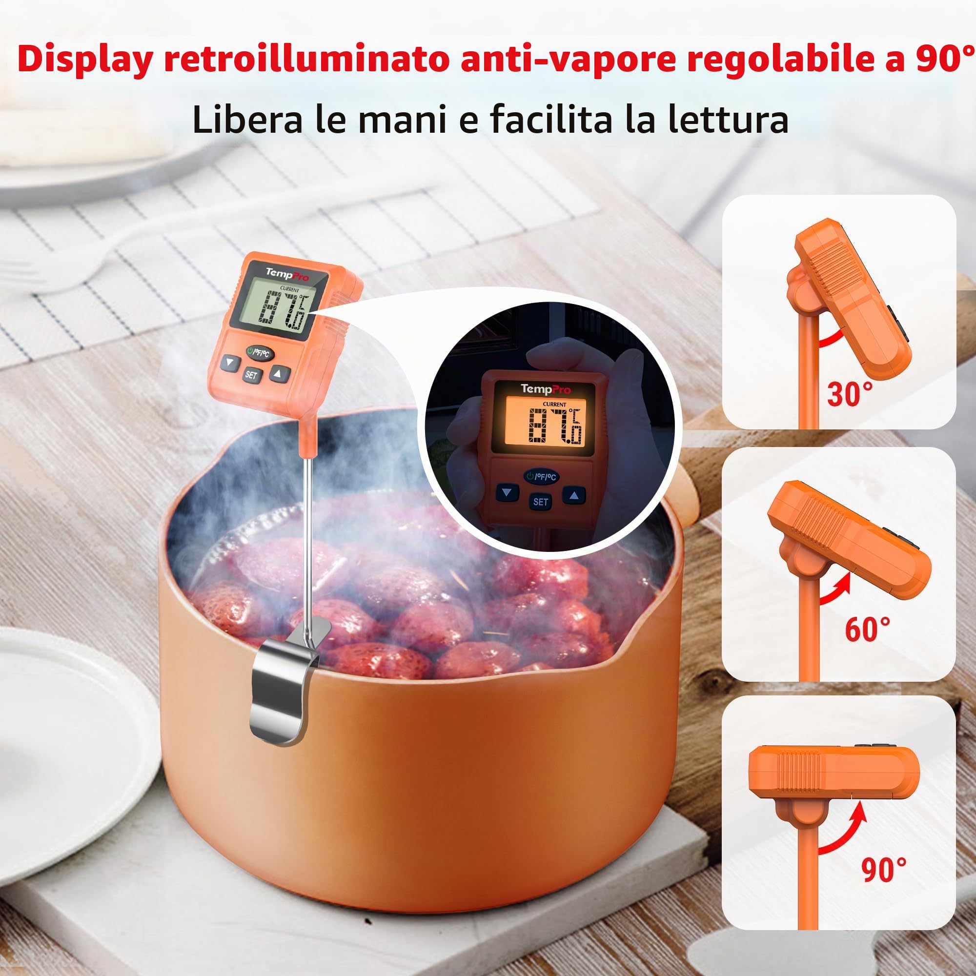 ThermoPro TP511 Termometro Digitale 300°C con Clip