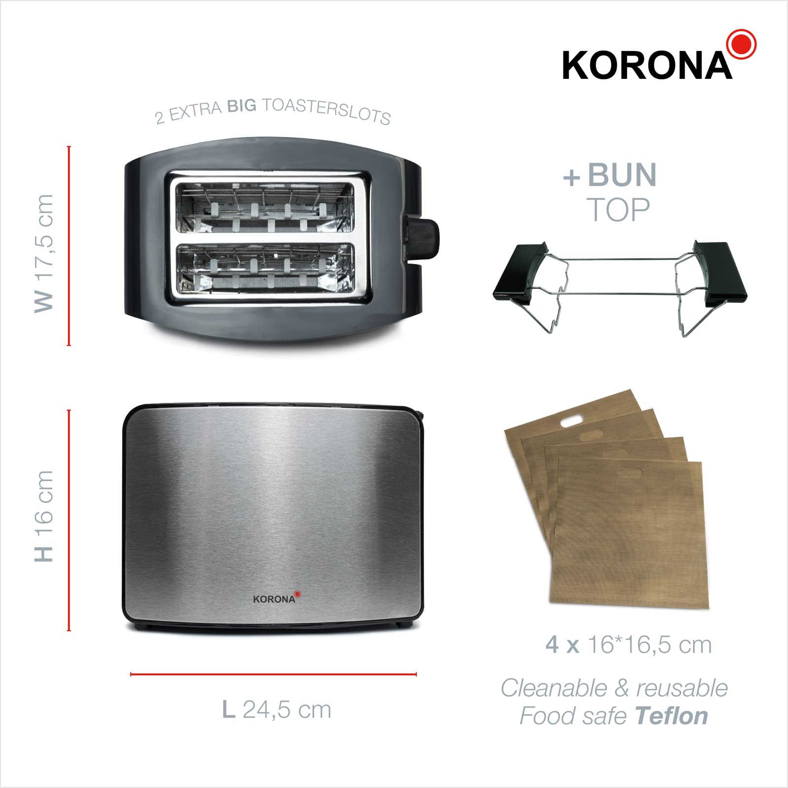Korona 21250 Tostapane doppia fessura XXL 850W