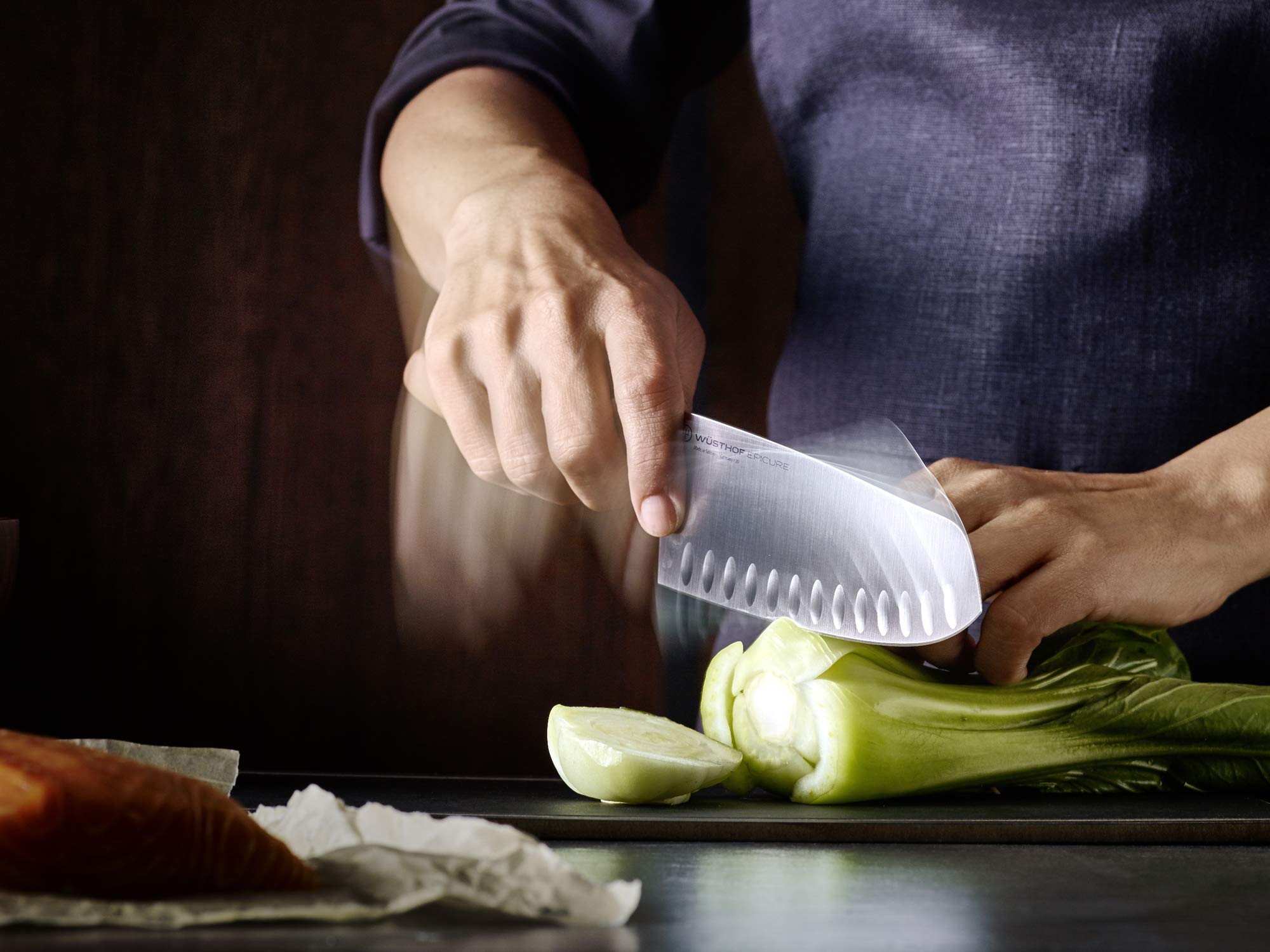 Wusthof Epicure Slate Santoku 17 cm Coltello Alveolato