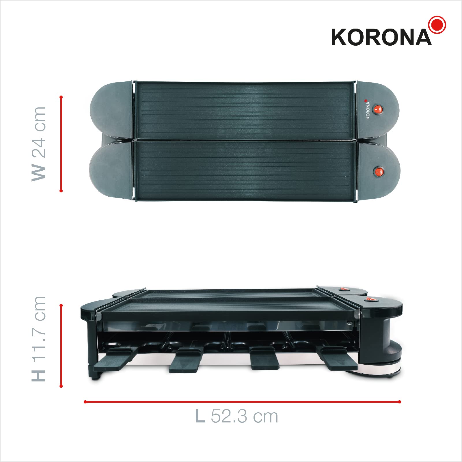 Korona 45072 raclette pieghevole 8 persone 2 in 1