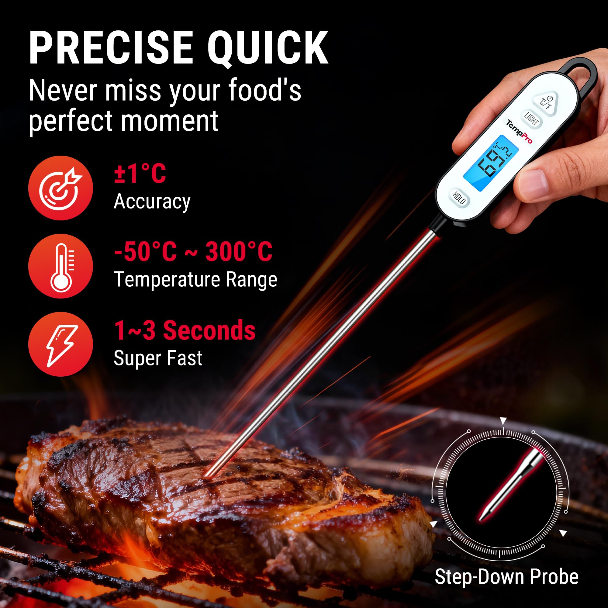 ThermoPro TP515 termometro carne digitale IPX7 sonda 14,5 cm