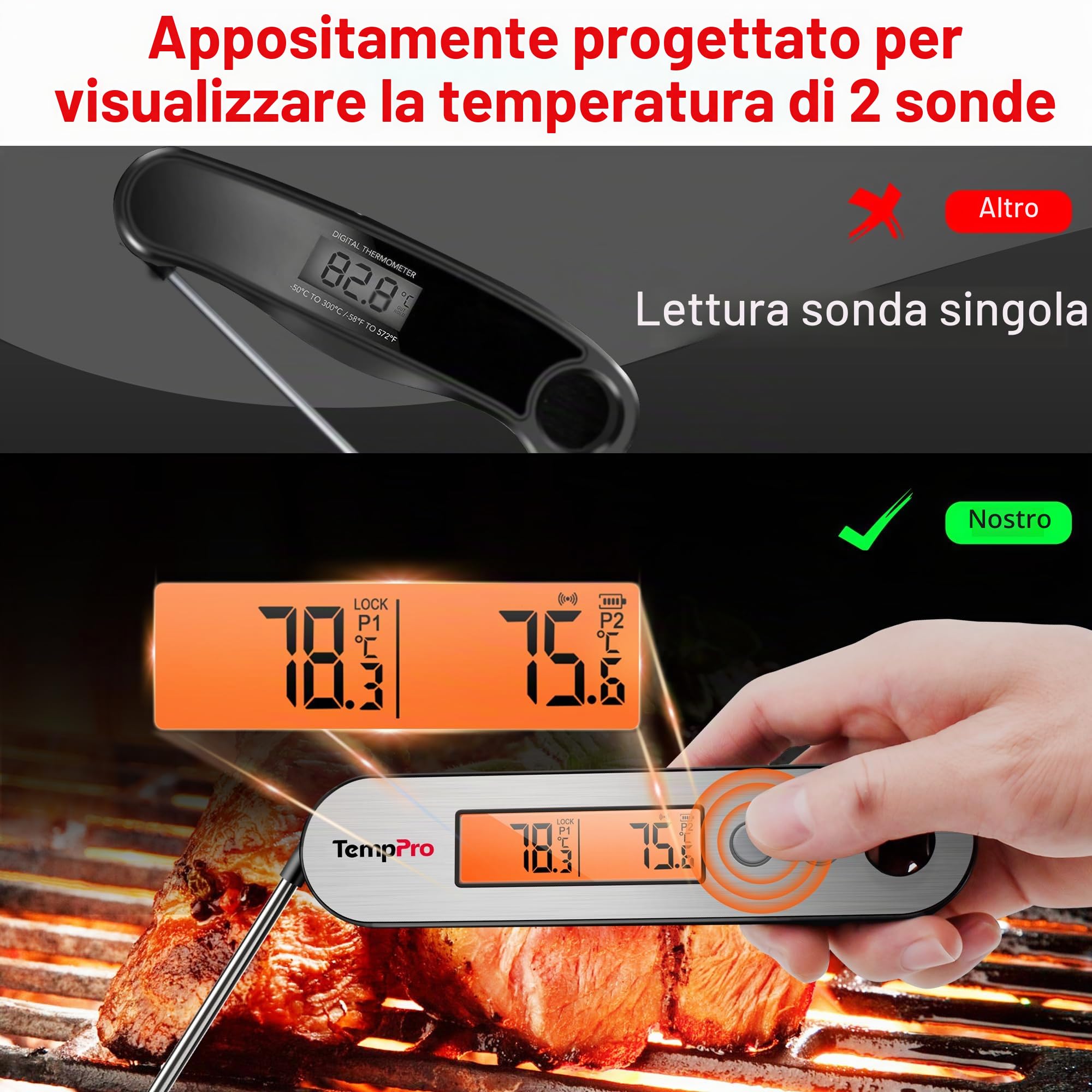 ThermoPro TP610 termometro cucina istantaneo ricaricabile