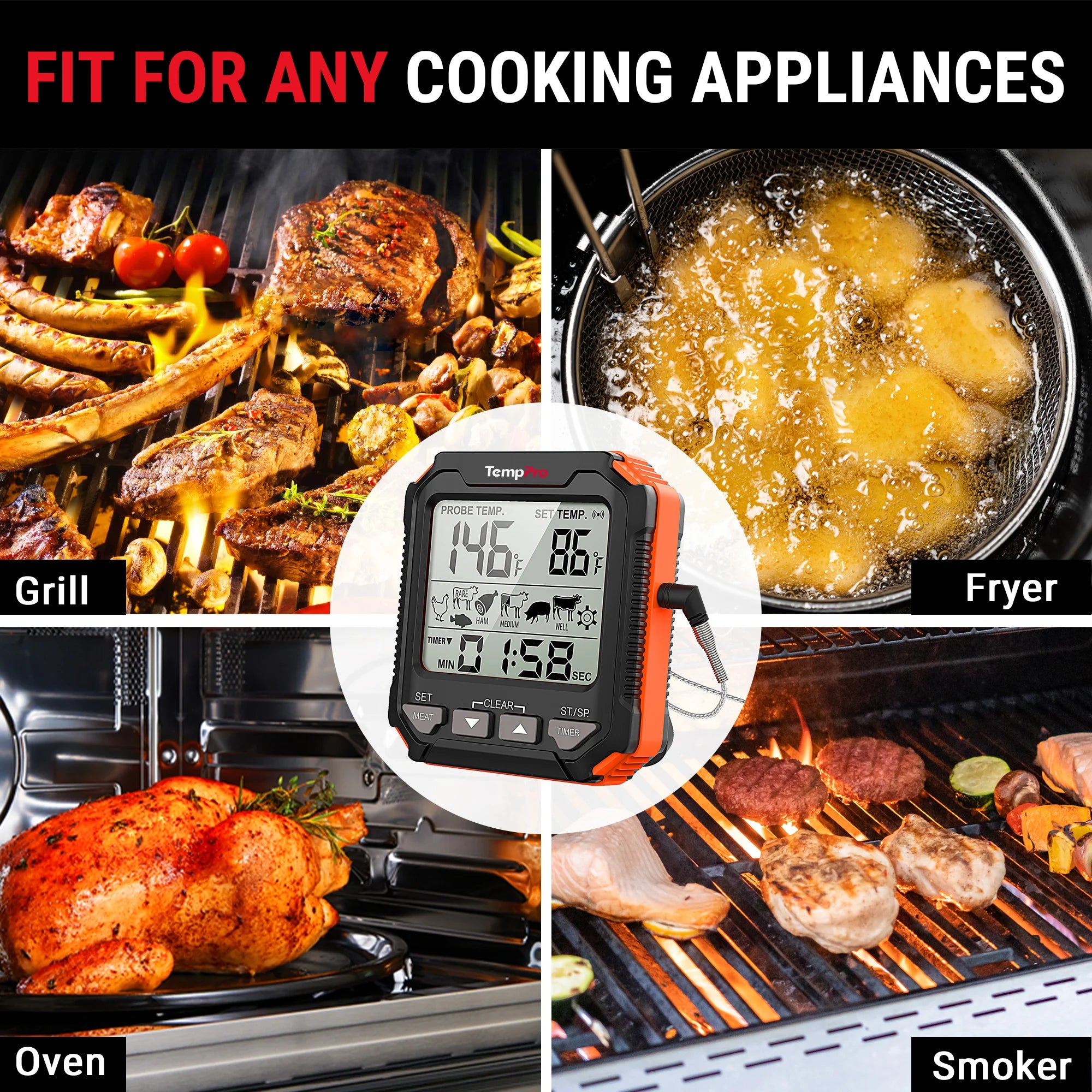 TempPro TP716 Termometro Carne Forno con Sonda e Timer