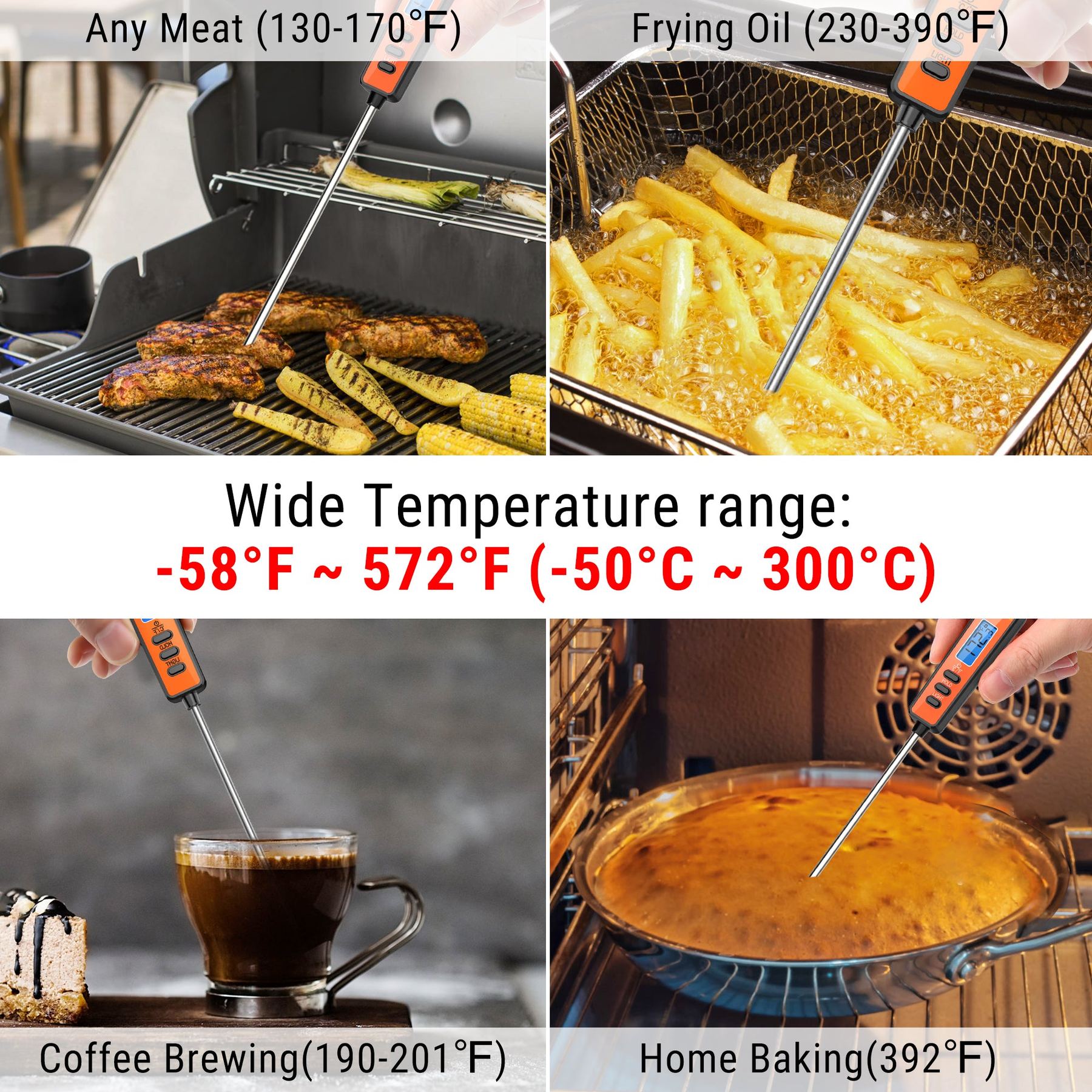 TempPro TP01A termometro cucina istantaneo 2 pezzi sonda lunga