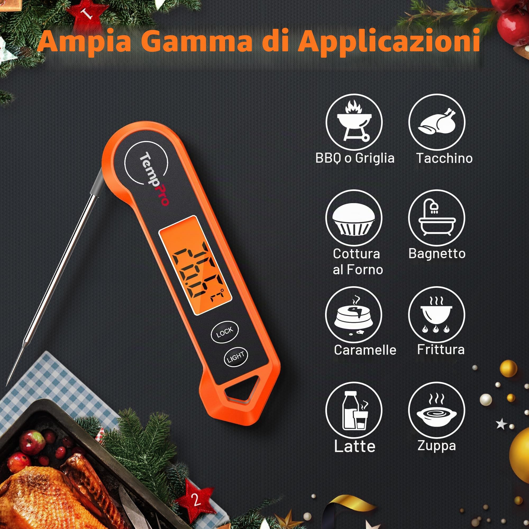 ThermoPro TP19H Termometro Carne Arancione Lettura 1 Secondo