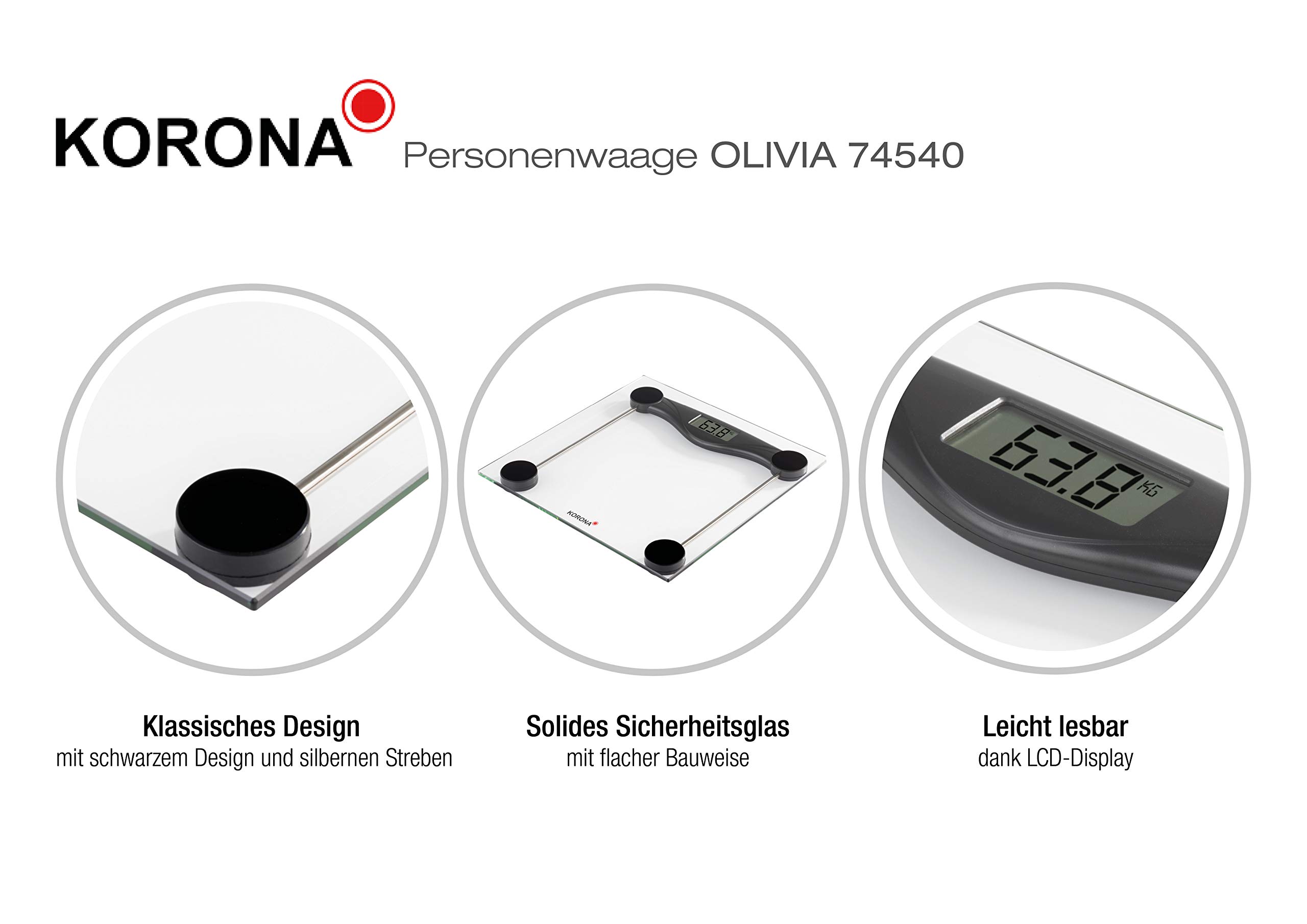 Korona Olivia 74540 Bilancia Pesapersone Nero 180 kg