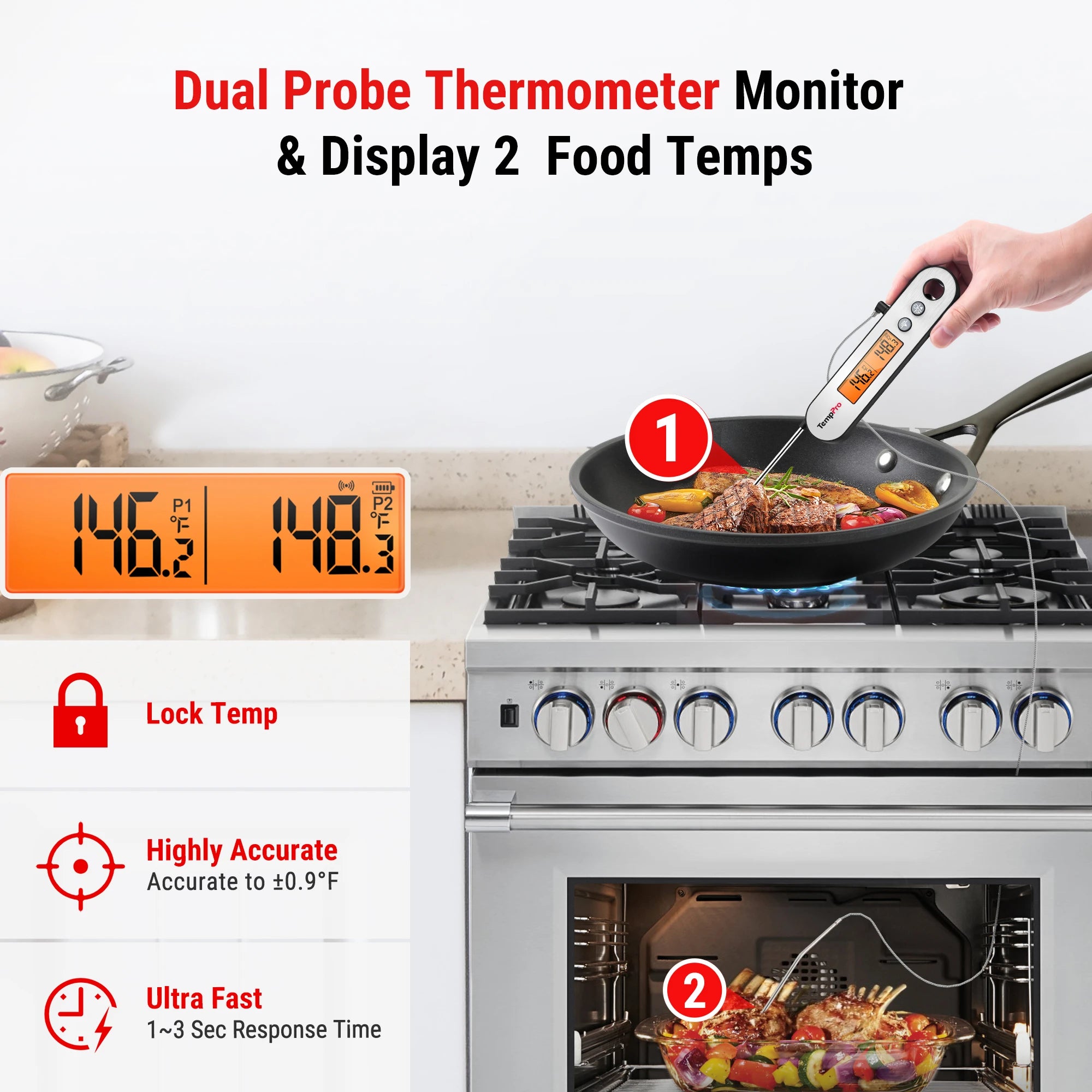 TempPro TempSwift PLUS TP610 Termometro Carne Sonda Forno