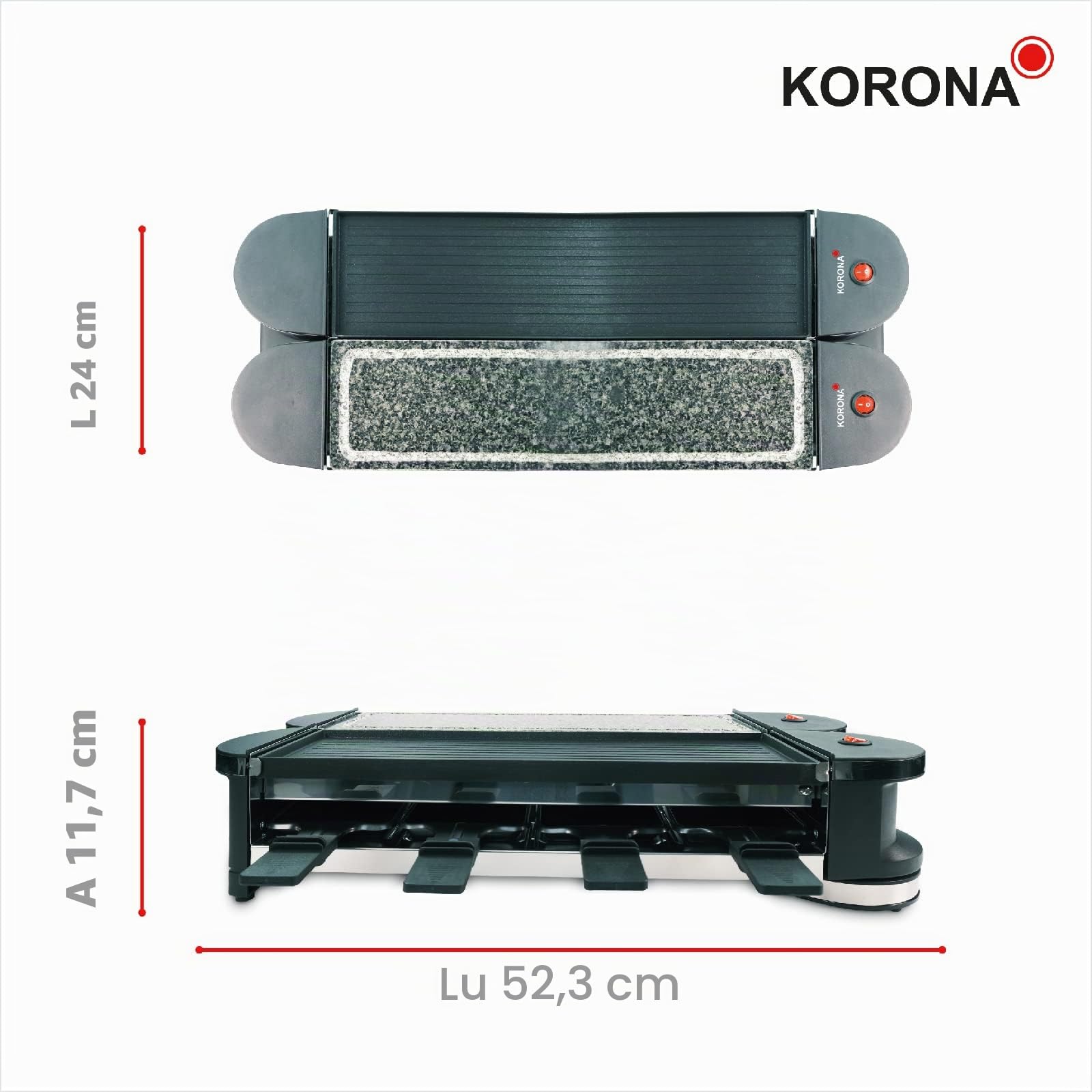 Korona 45071 raclette girevole 8 persone pietra